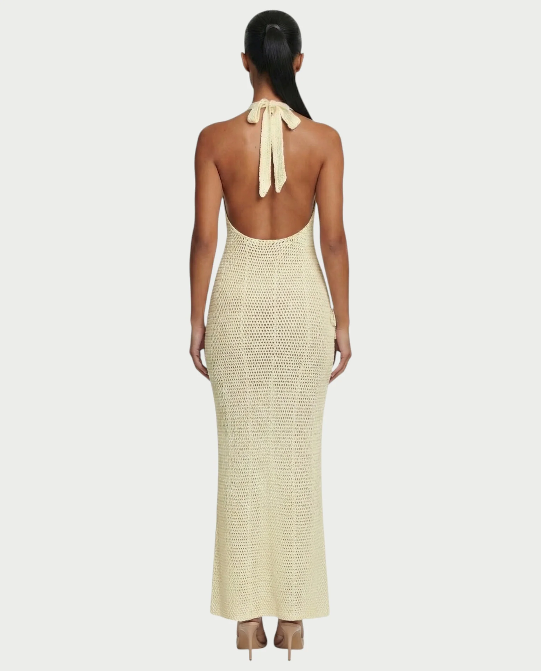 CESIA Crochet Backless Floral Appliqué Maxi Dress - Image 7