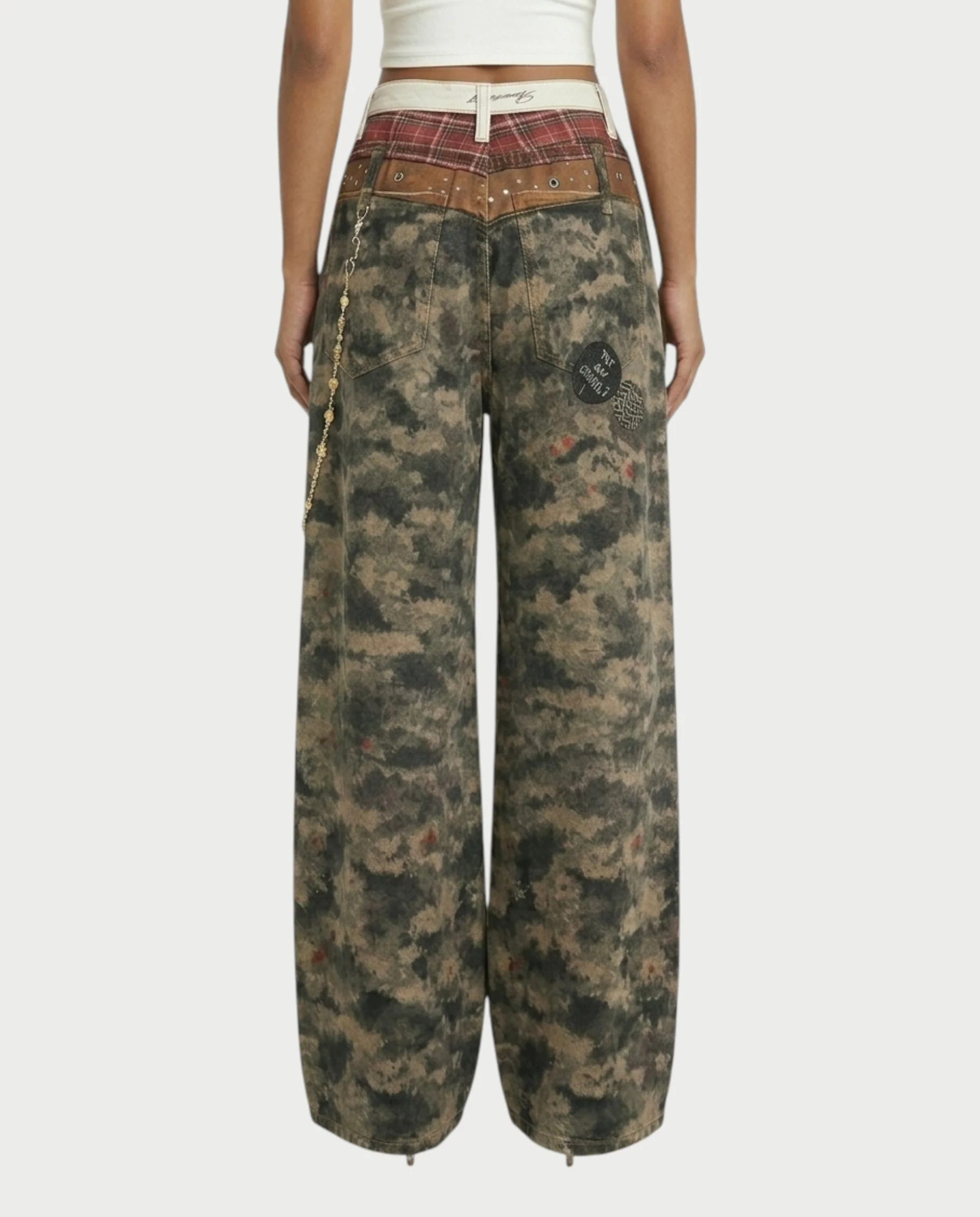 CEVY Retro Camo Wide-Leg Denim Pants - Image 2