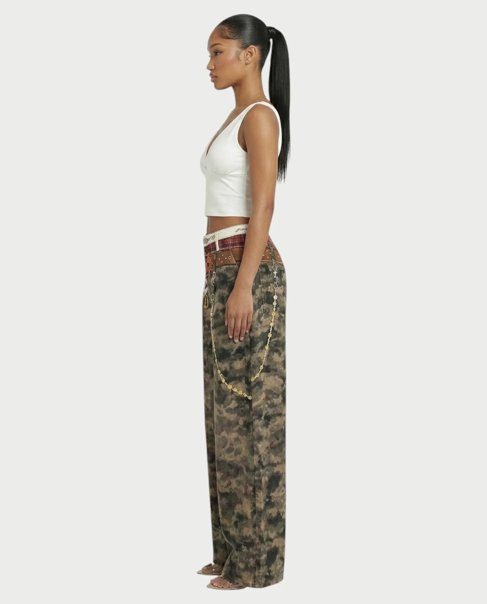 CEVY Retro Camo Wide-Leg Denim Pants - Image 3