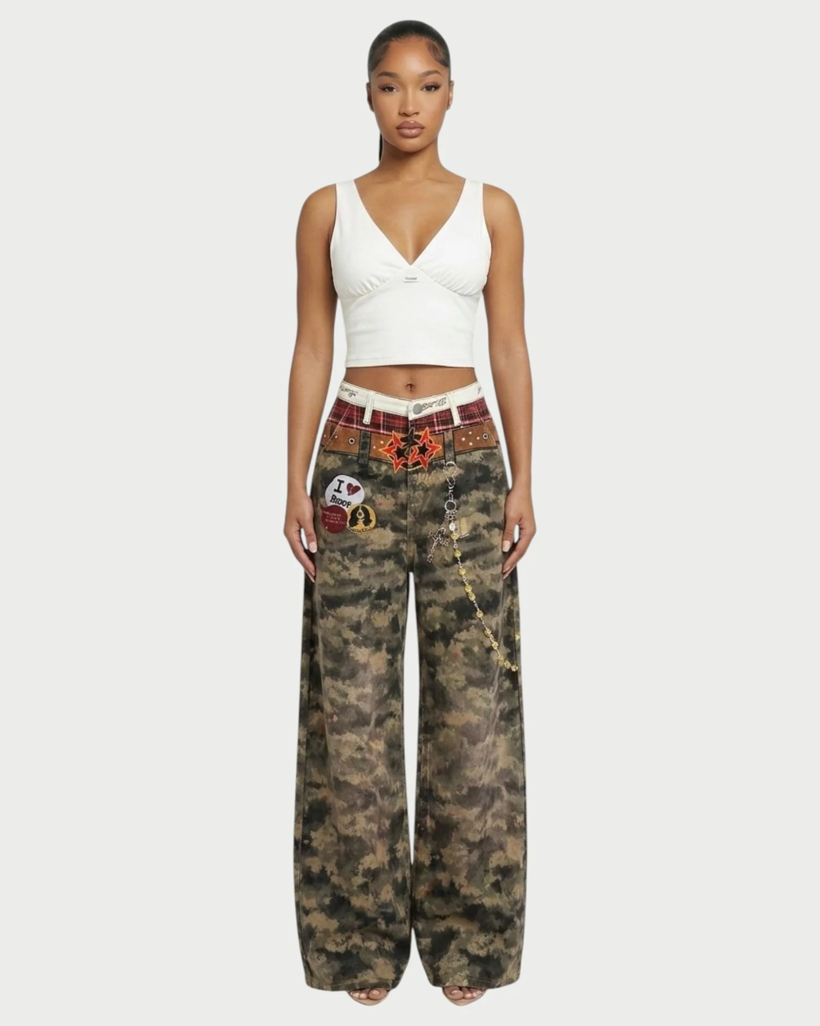CEVY Retro Camo Wide-Leg Denim Pants - Image 4