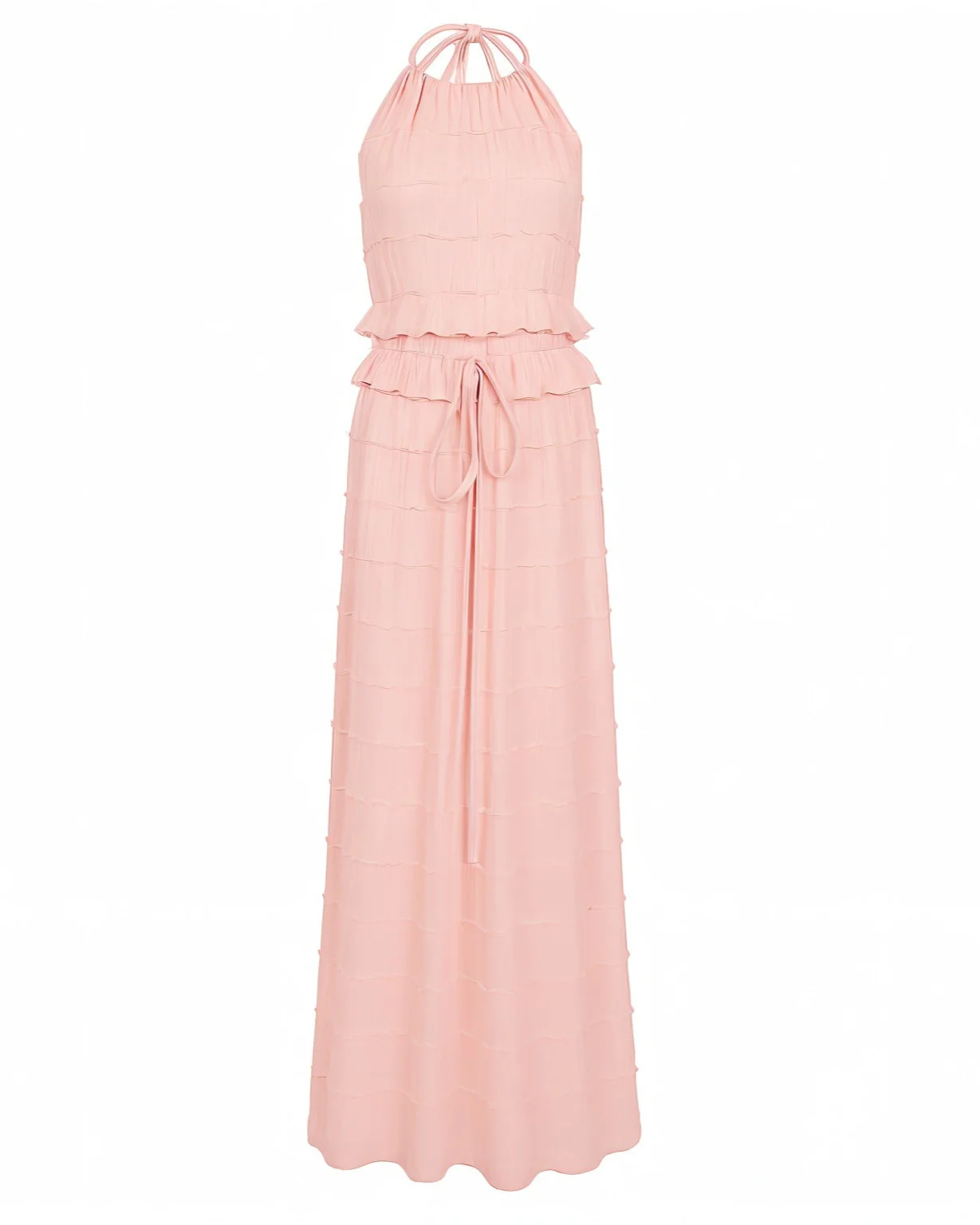 CHRISTINE Sheer Ruched Halter Top and Maxi Skirt Set - Image 11