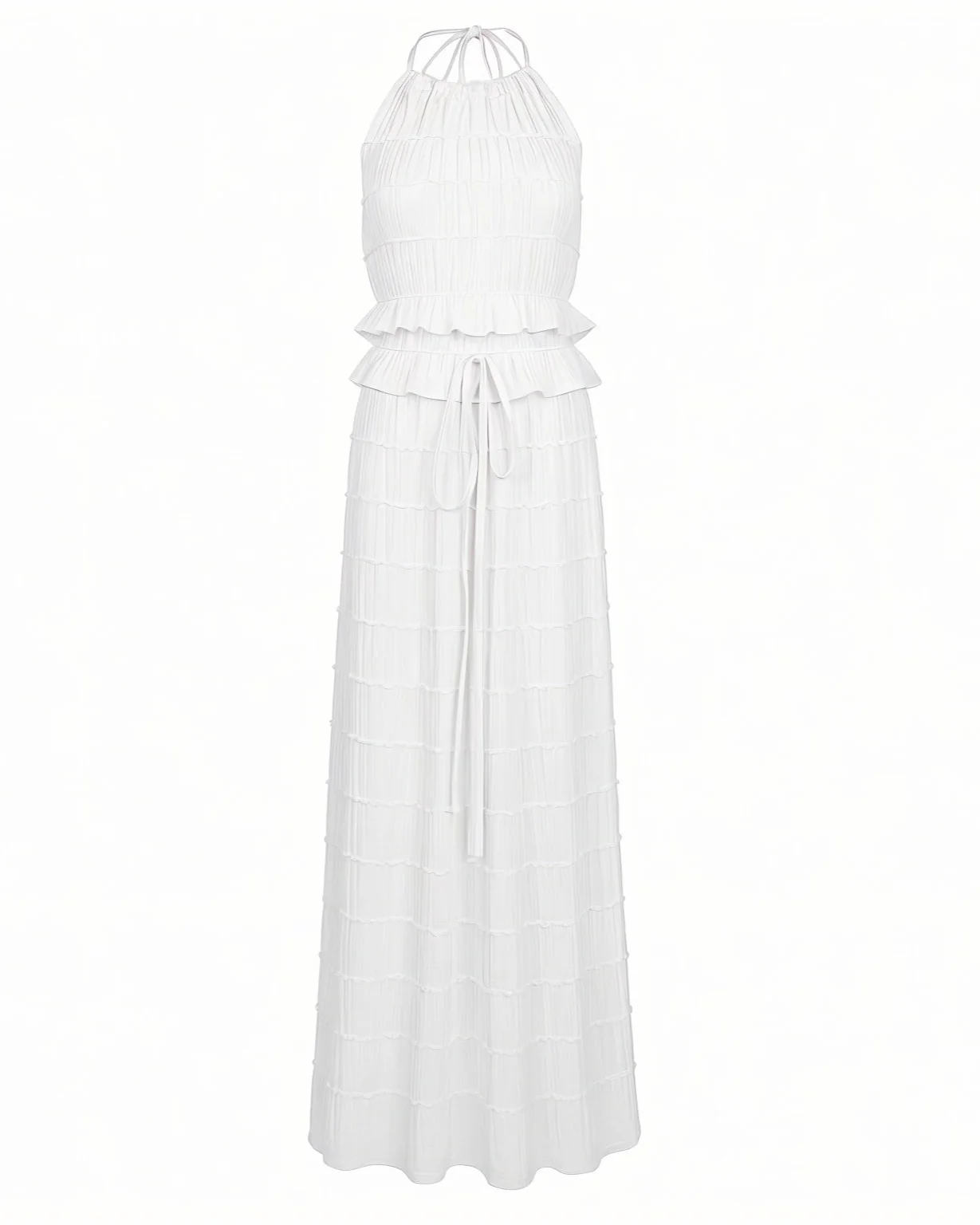 CHRISTINE Sheer Ruched Halter Top and Maxi Skirt Set - Image 6