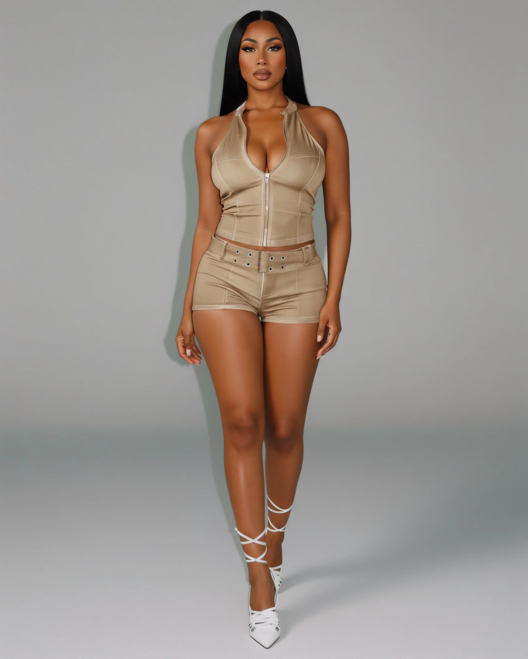 CLARISSA Denim Zip Up Top & Shorts Set - Image 5