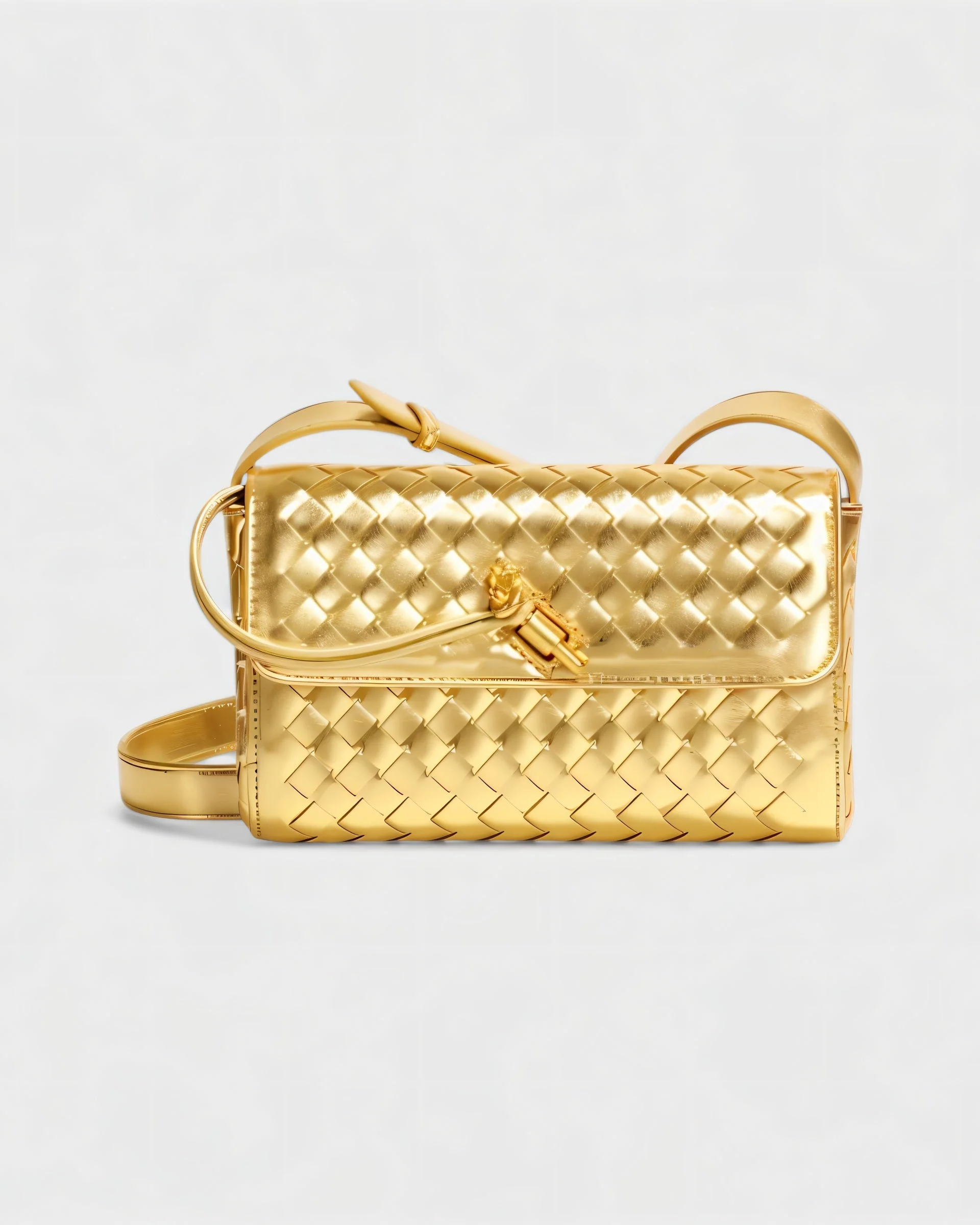 CLEO Mini Woven Gold Lock Accent Shoulder Bag - Image 3