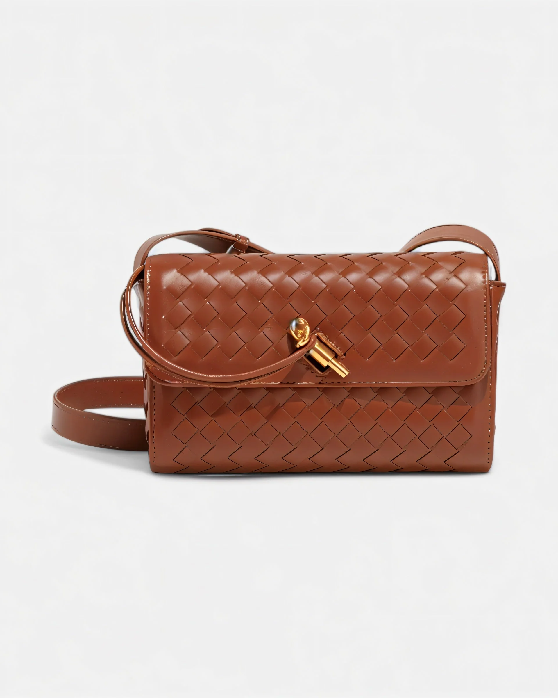 CLEO Mini Woven Gold Lock Accent Shoulder Bag - Image 5
