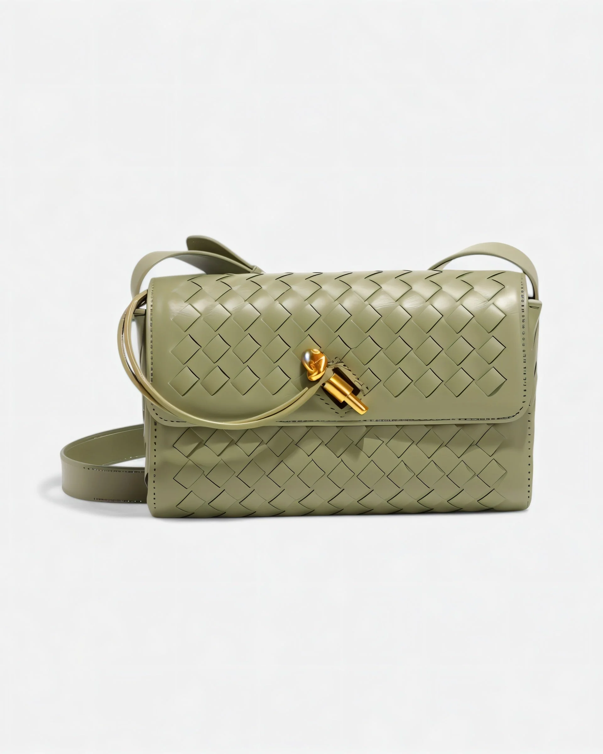 CLEO Mini Woven Gold Lock Accent Shoulder Bag - Image 7
