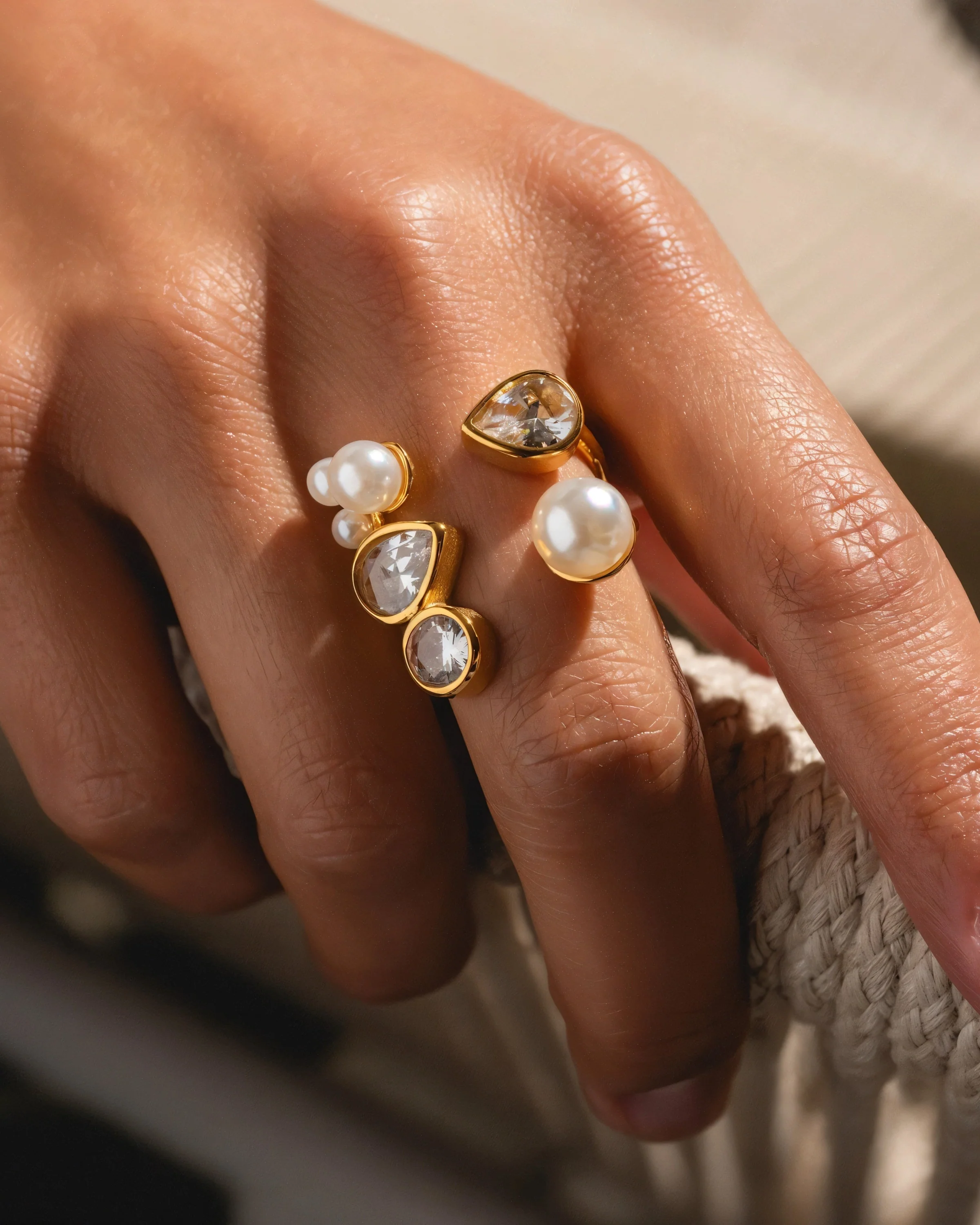 Clustered Pearl & Gemstone Ring - Image 4
