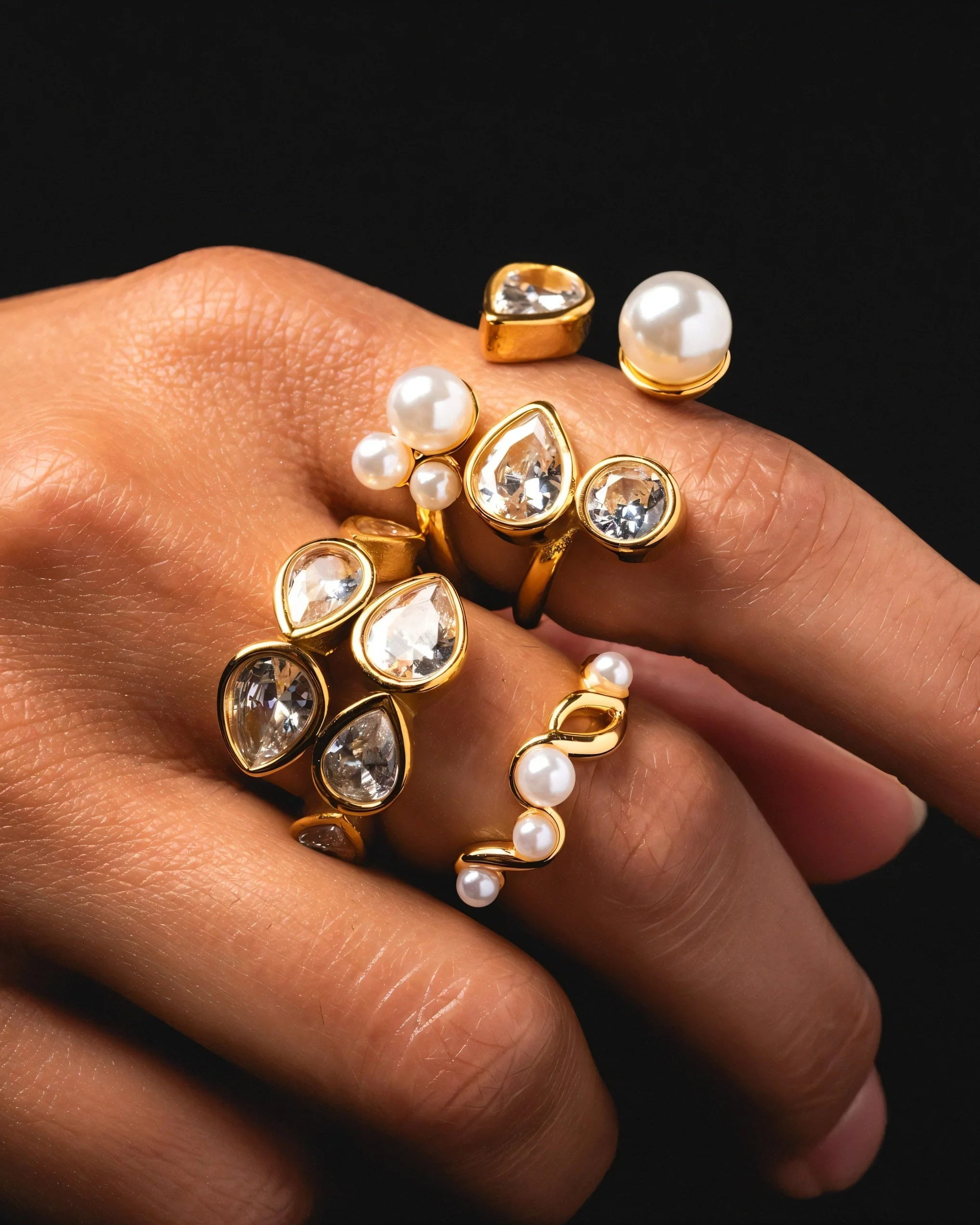 Clustered Pearl & Gemstone Ring - Image 5