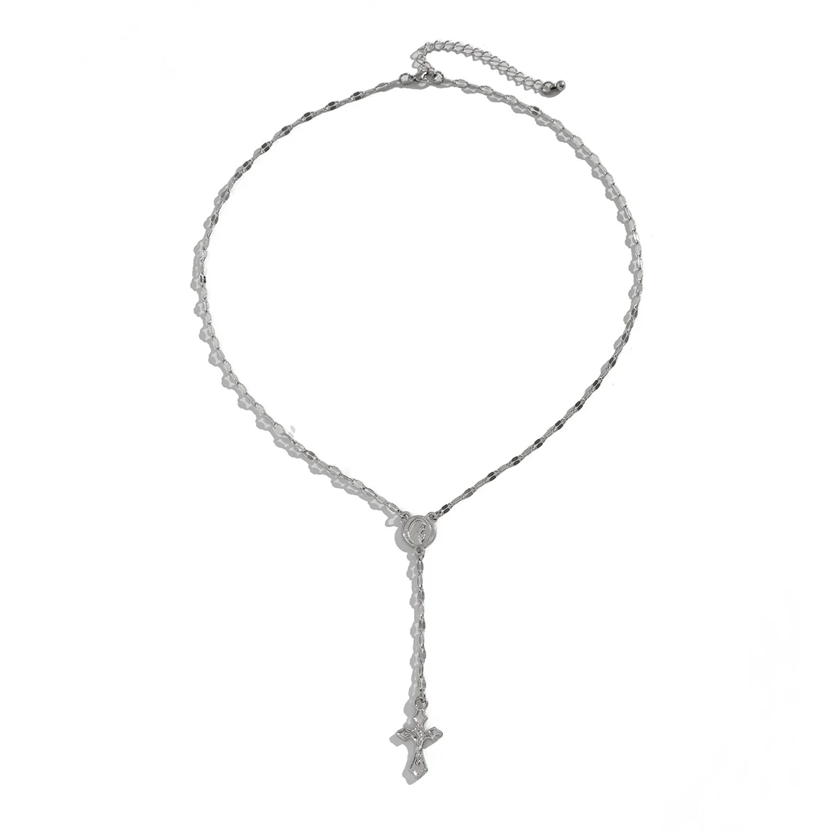 Coin Cross Drop Gold Lariat Necklace - Image 4