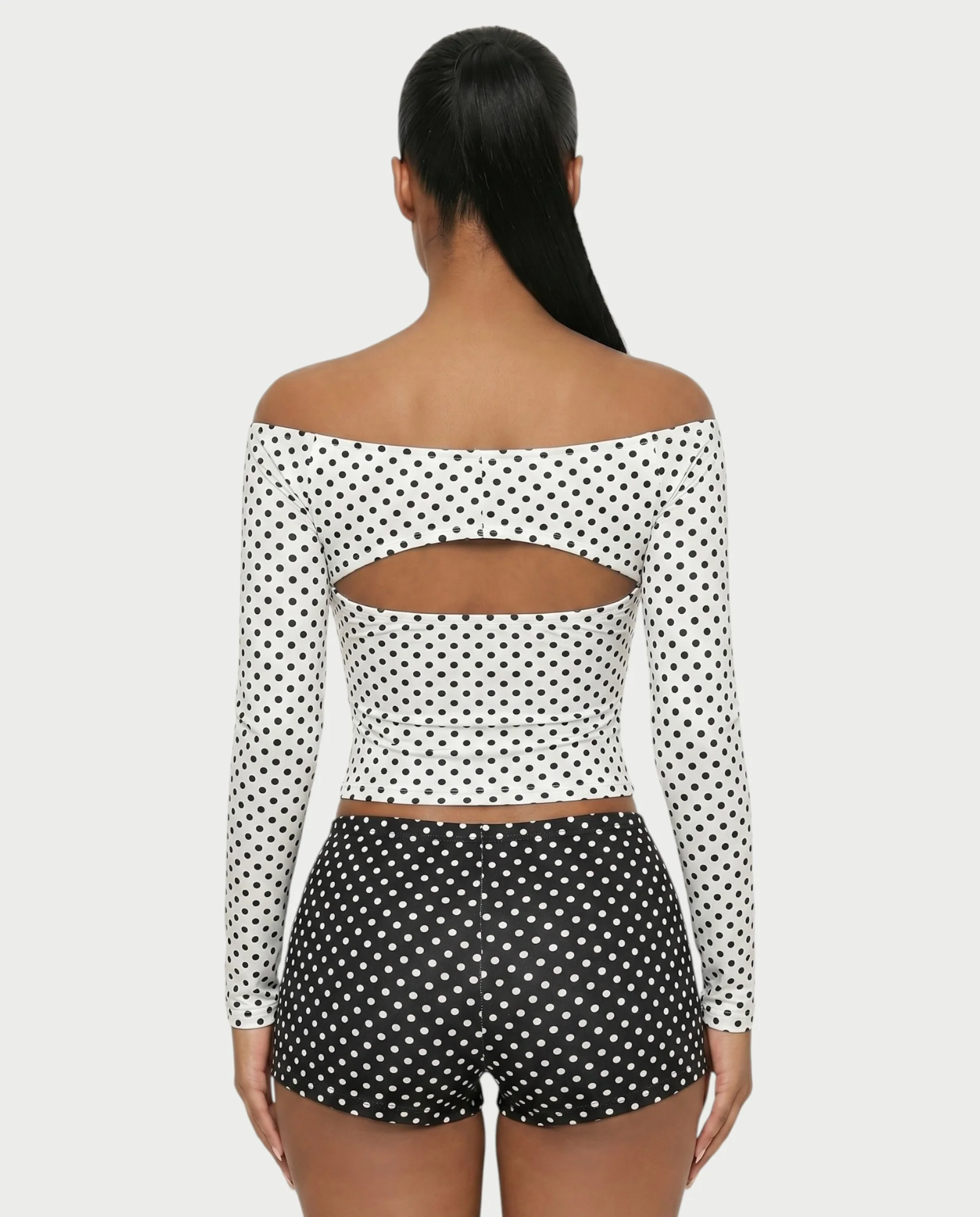 COLINA Polka Dot Shawl, Tube Top & Shorts 3-Piece Set - Image 12
