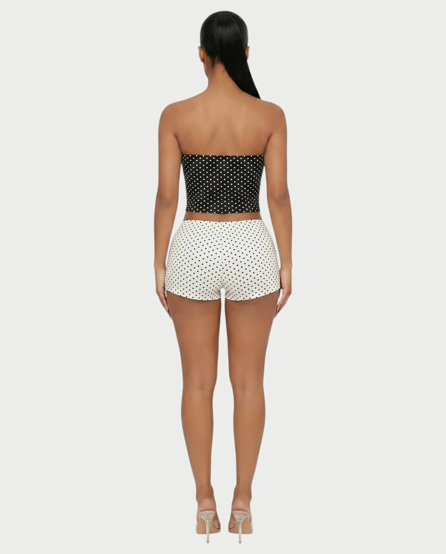 COLINA Polka Dot Shawl, Tube Top & Shorts 3-Piece Set - Image 7