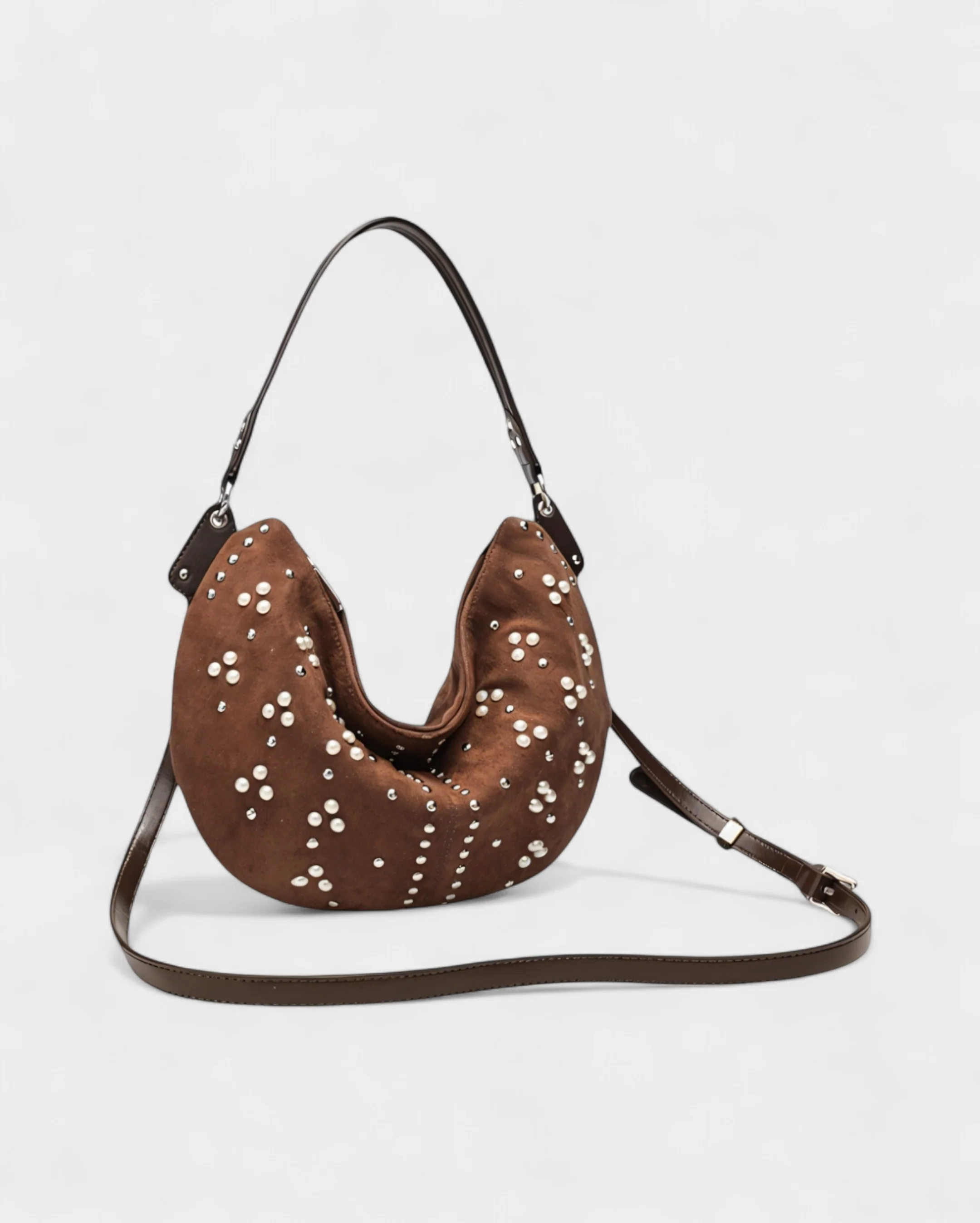 CORINA Studded Suede Shoulder Bag - Image 4