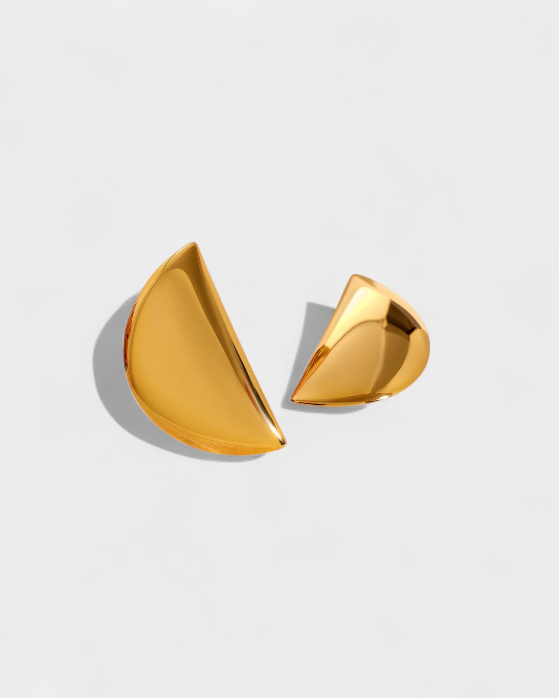 Crescent Gold Stud Earrings - Image 4