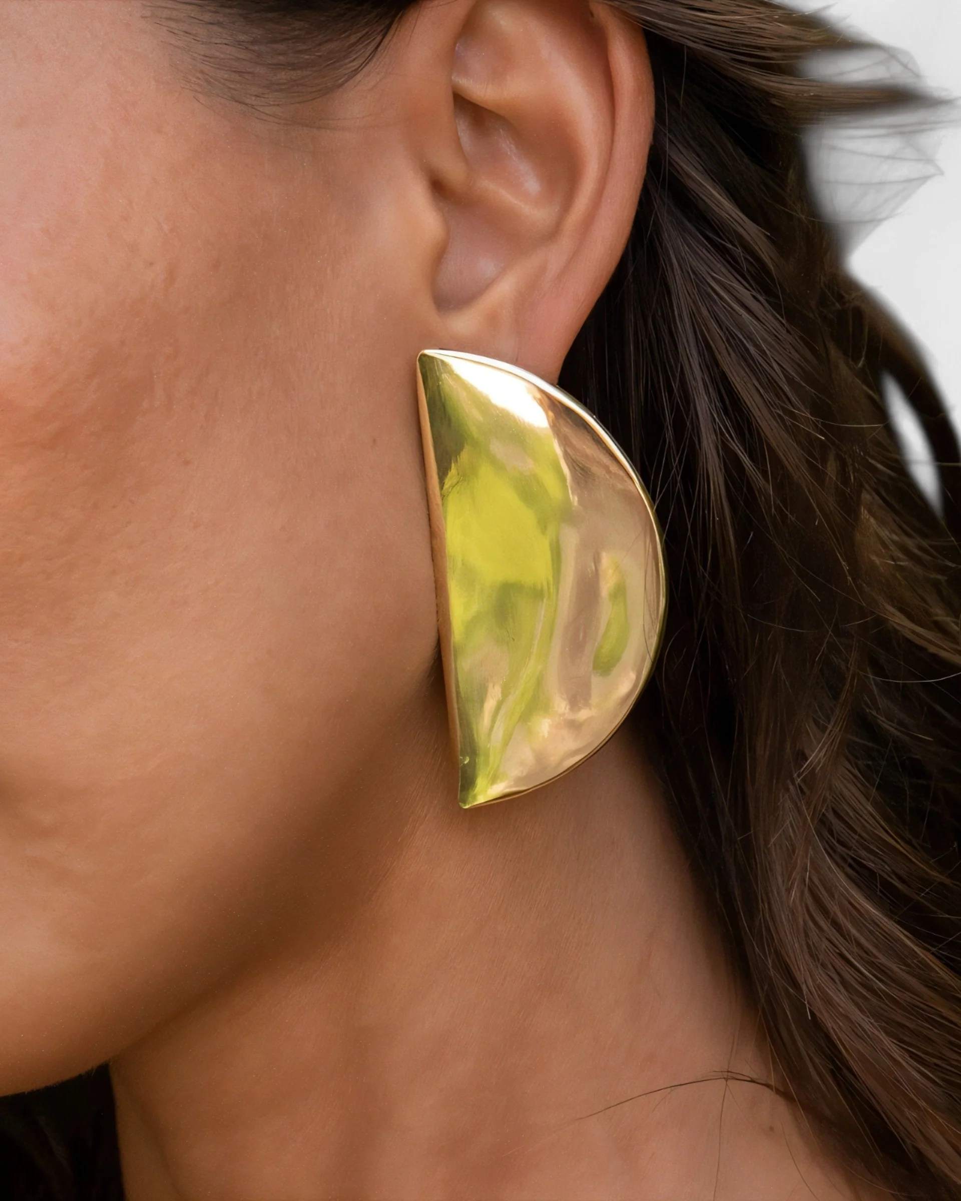 Crescent Gold Stud Earrings - Image 5