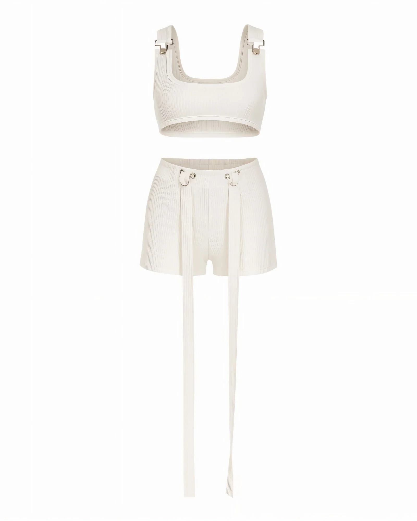 CRISANTA Buckle Strap Crop Top & Tie-Detail Shorts - Image 5