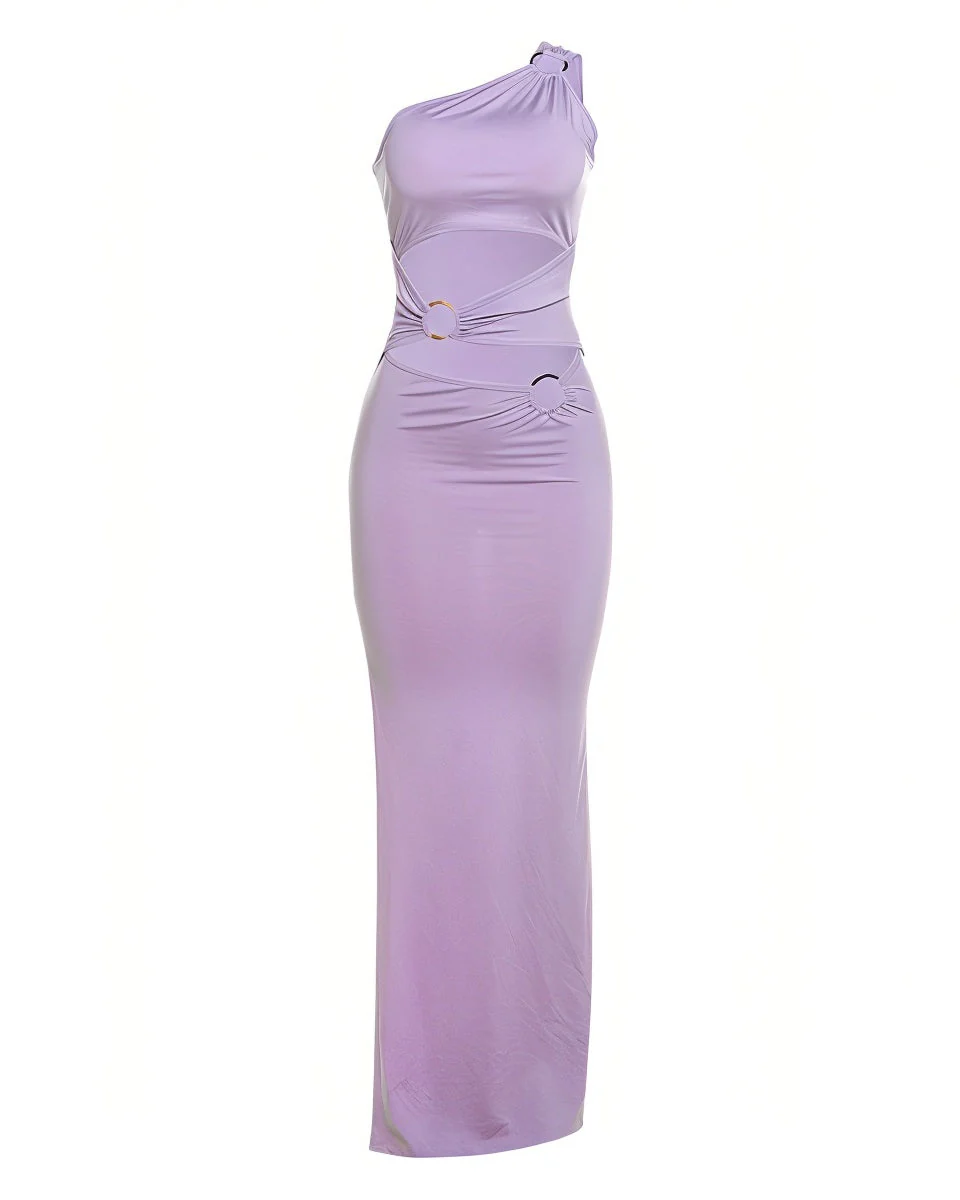 CRYSTAL One-Shoulder Cutout Maxi Dress - Image 4