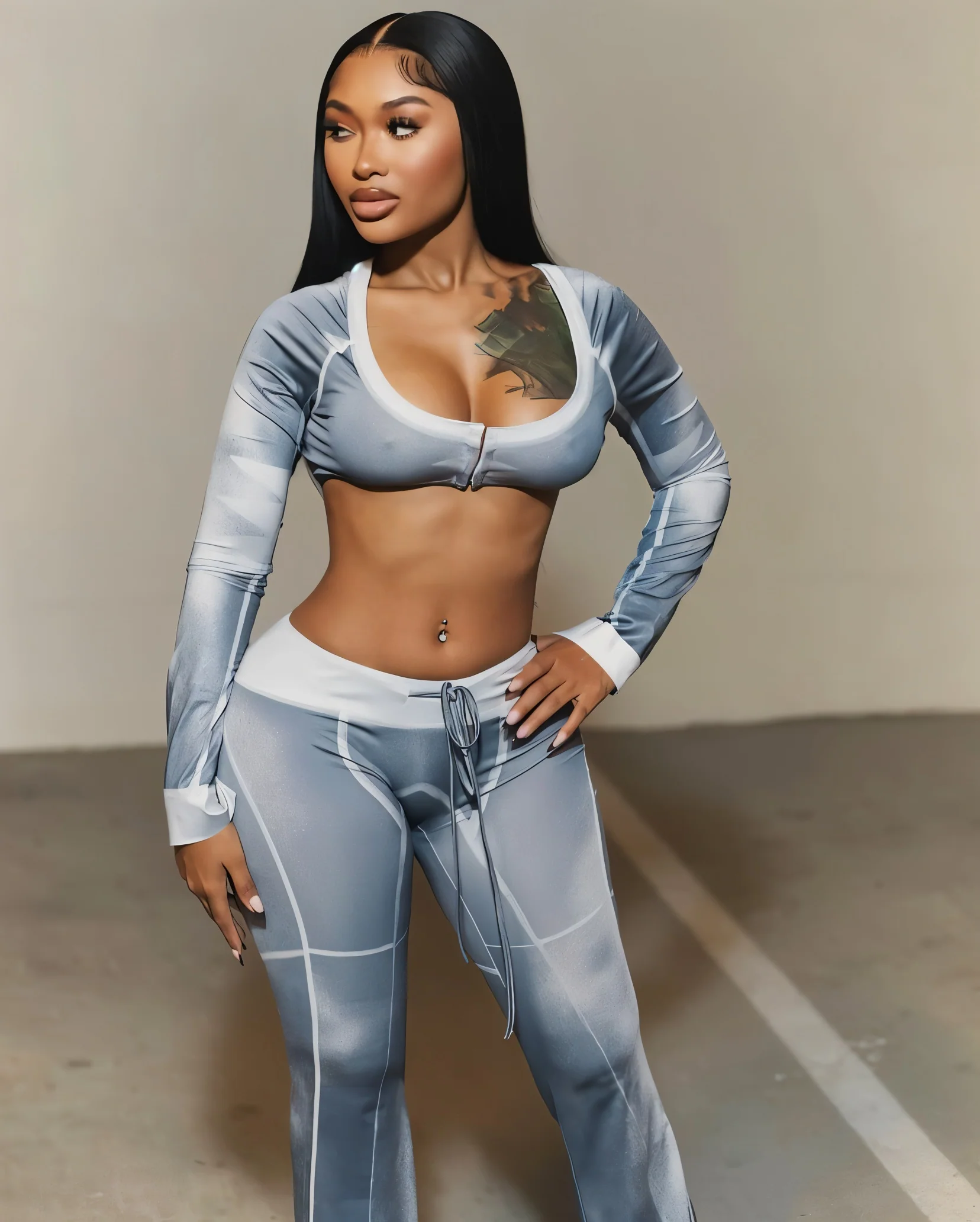DANIELLE Washed Cropped Top & Flared Pants Set - Image 3