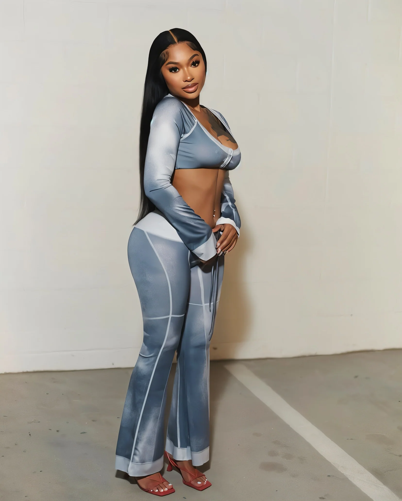 DANIELLE Washed Cropped Top & Flared Pants Set - Image 5