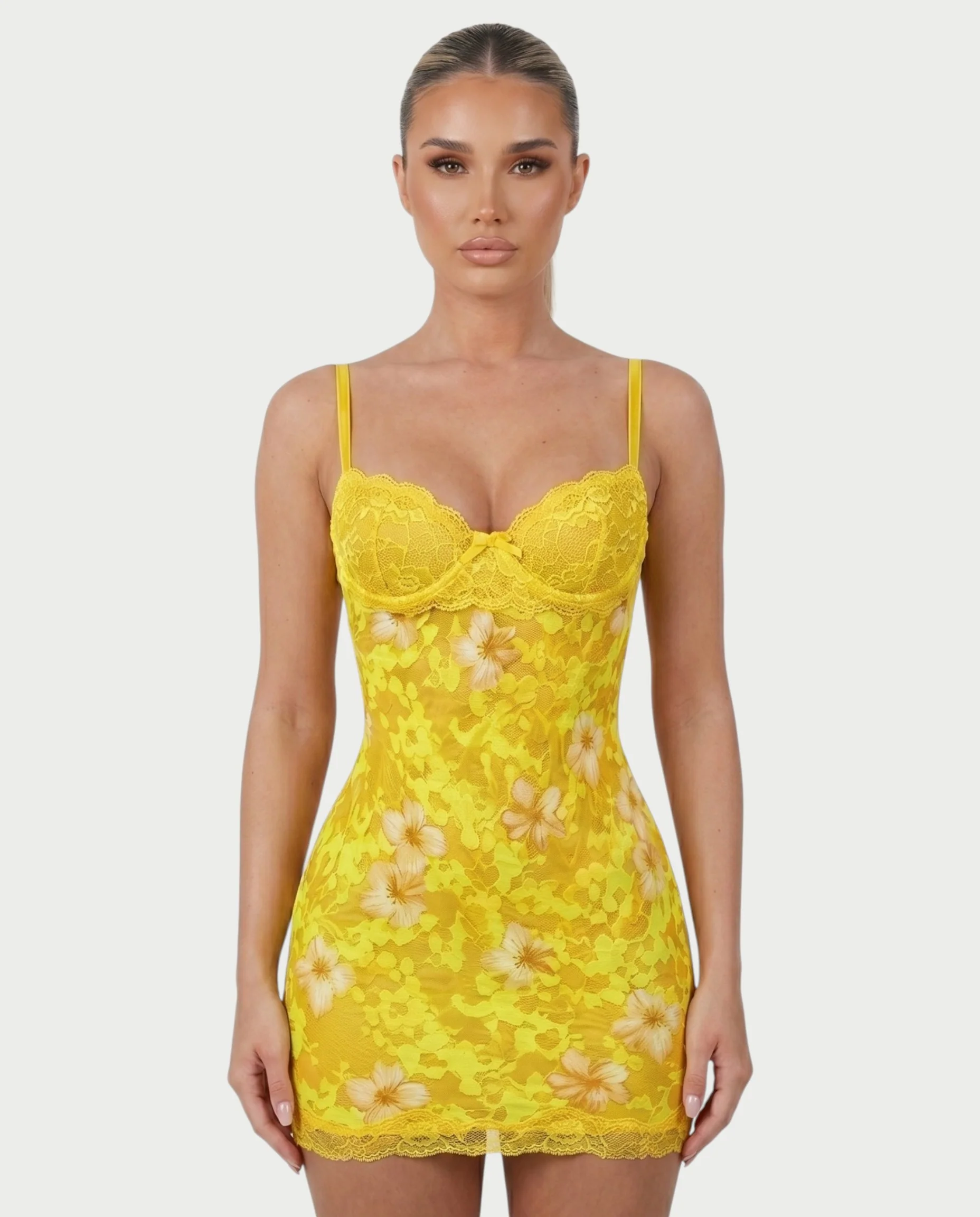 DANYA Floral Lace Bust Bodycon Mini Dress - Image 9