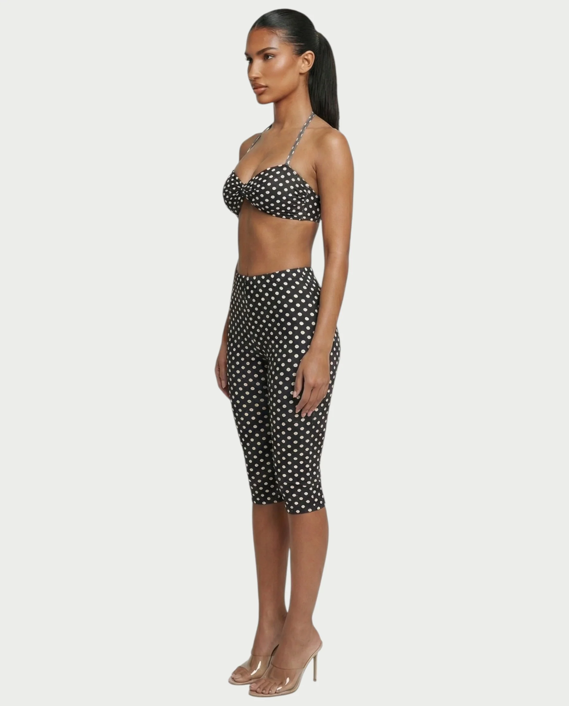 DARYA Polka Dot Bandeau Halter Top & Capri Pants Set - Image 13