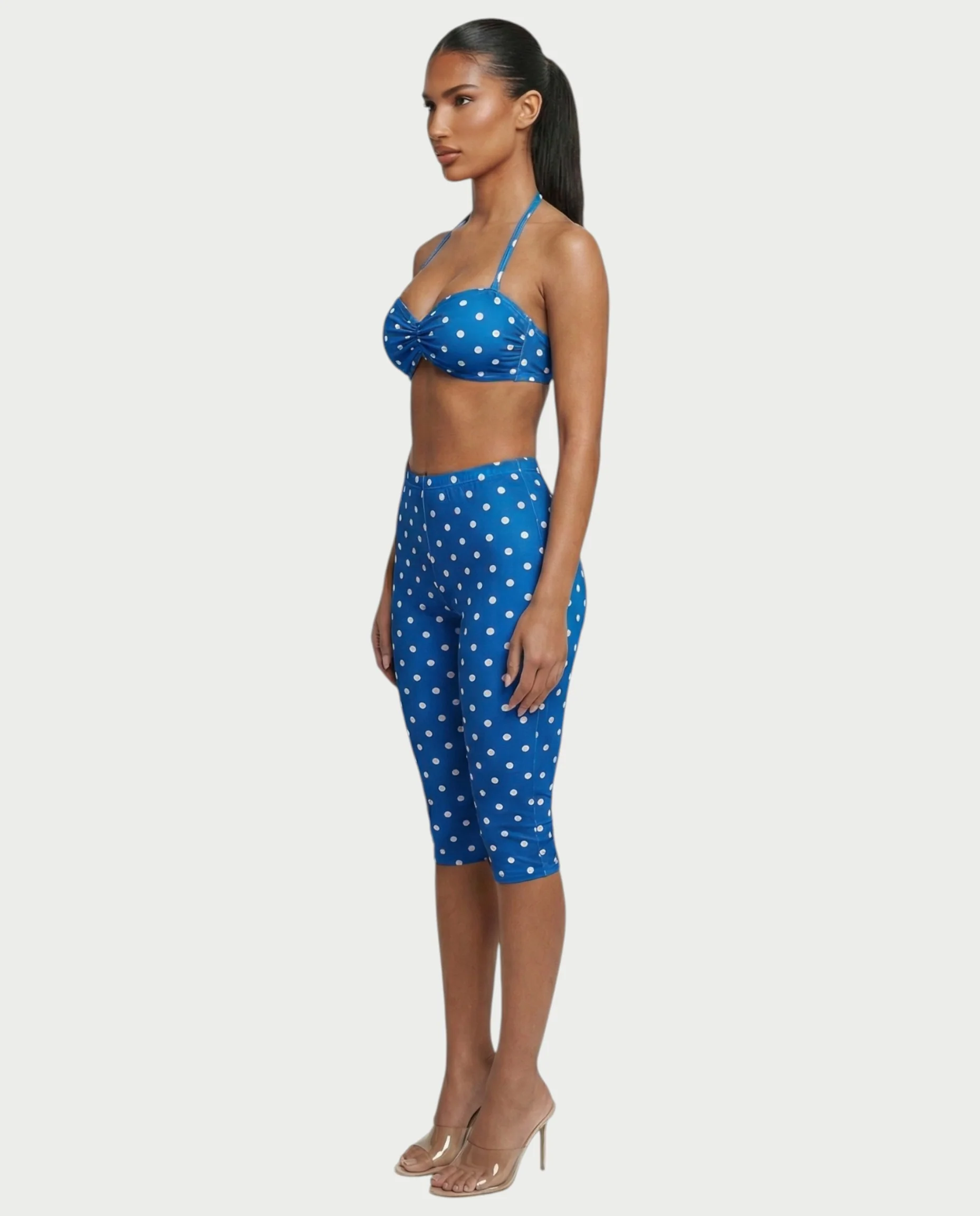 DARYA Polka Dot Bandeau Halter Top & Capri Pants Set - Image 18