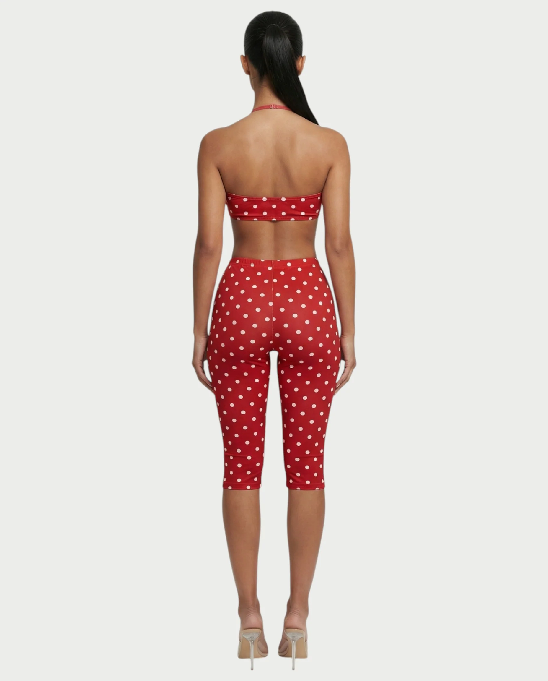 DARYA Polka Dot Bandeau Halter Top & Capri Pants Set - Image 2