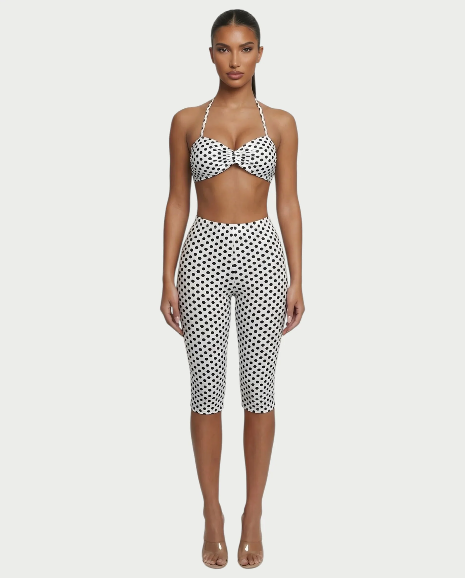 DARYA Polka Dot Bandeau Halter Top & Capri Pants Set - Image 21
