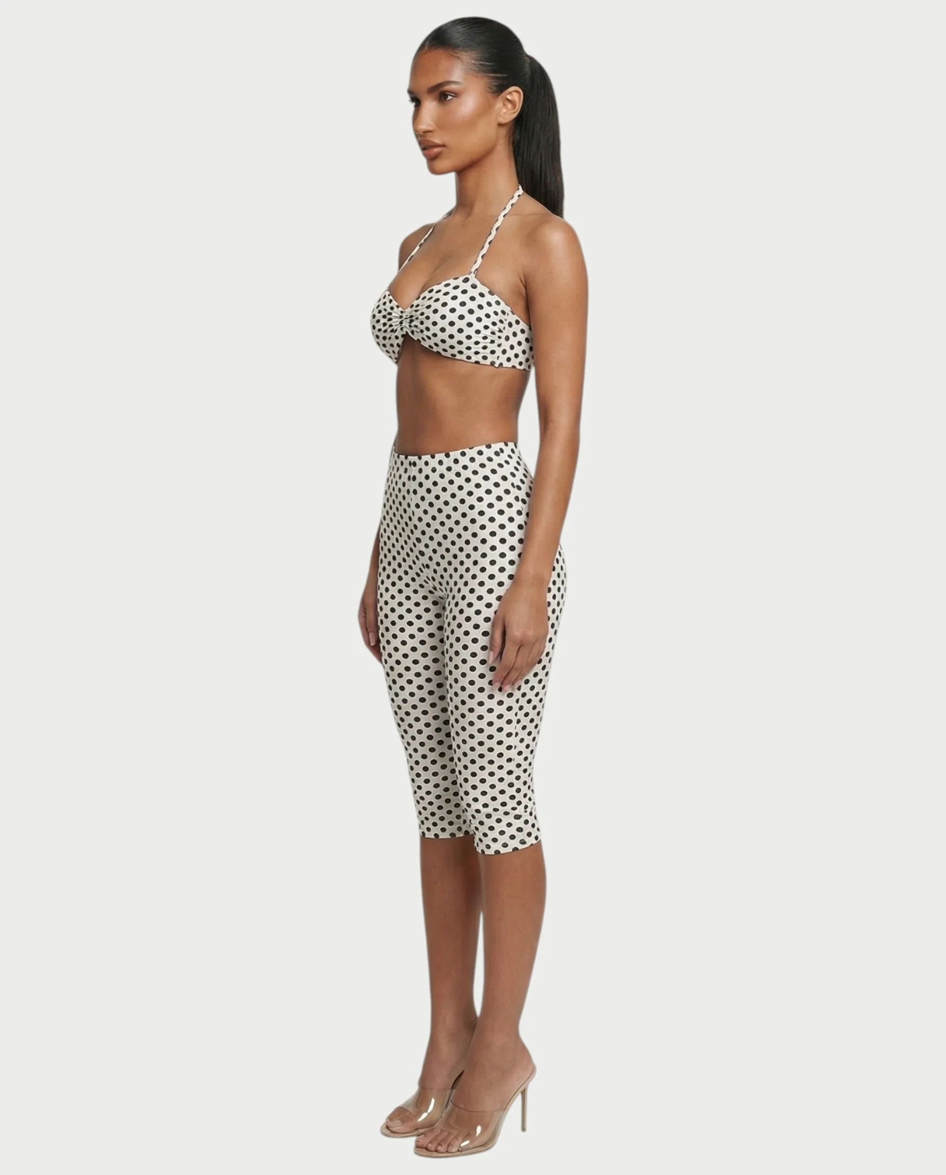 DARYA Polka Dot Bandeau Halter Top & Capri Pants Set - Image 23