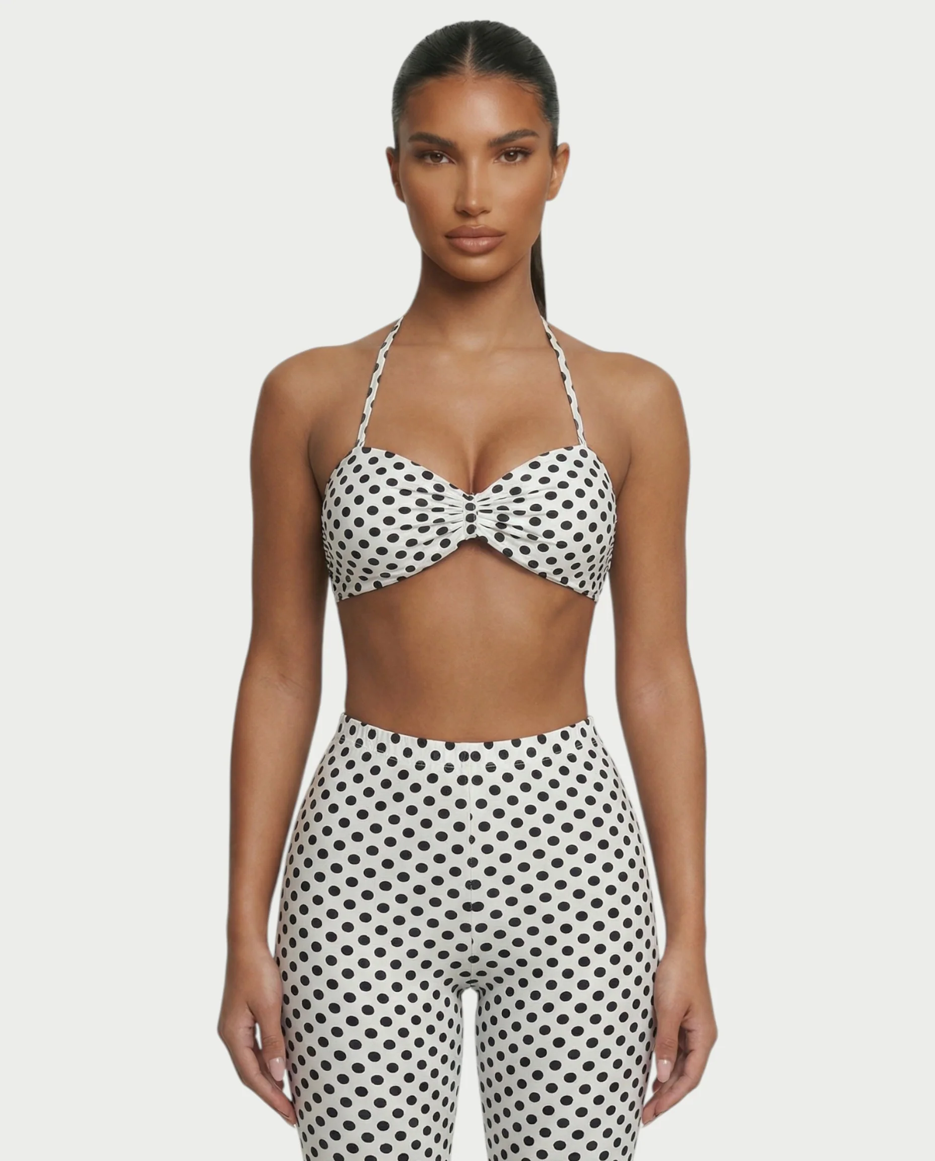 DARYA Polka Dot Bandeau Halter Top & Capri Pants Set - Image 24