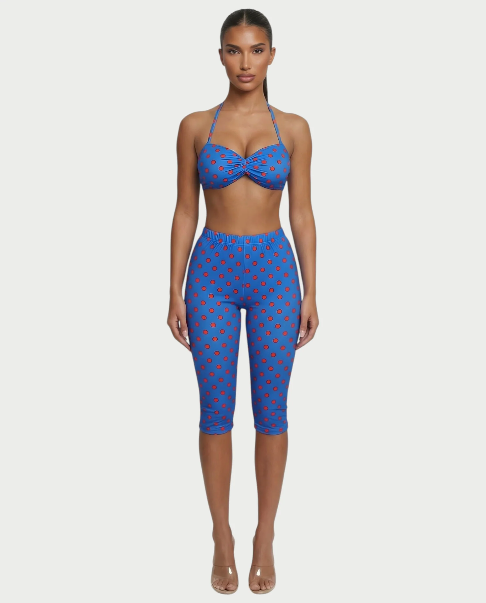 DARYA Polka Dot Bandeau Halter Top & Capri Pants Set - Image 26