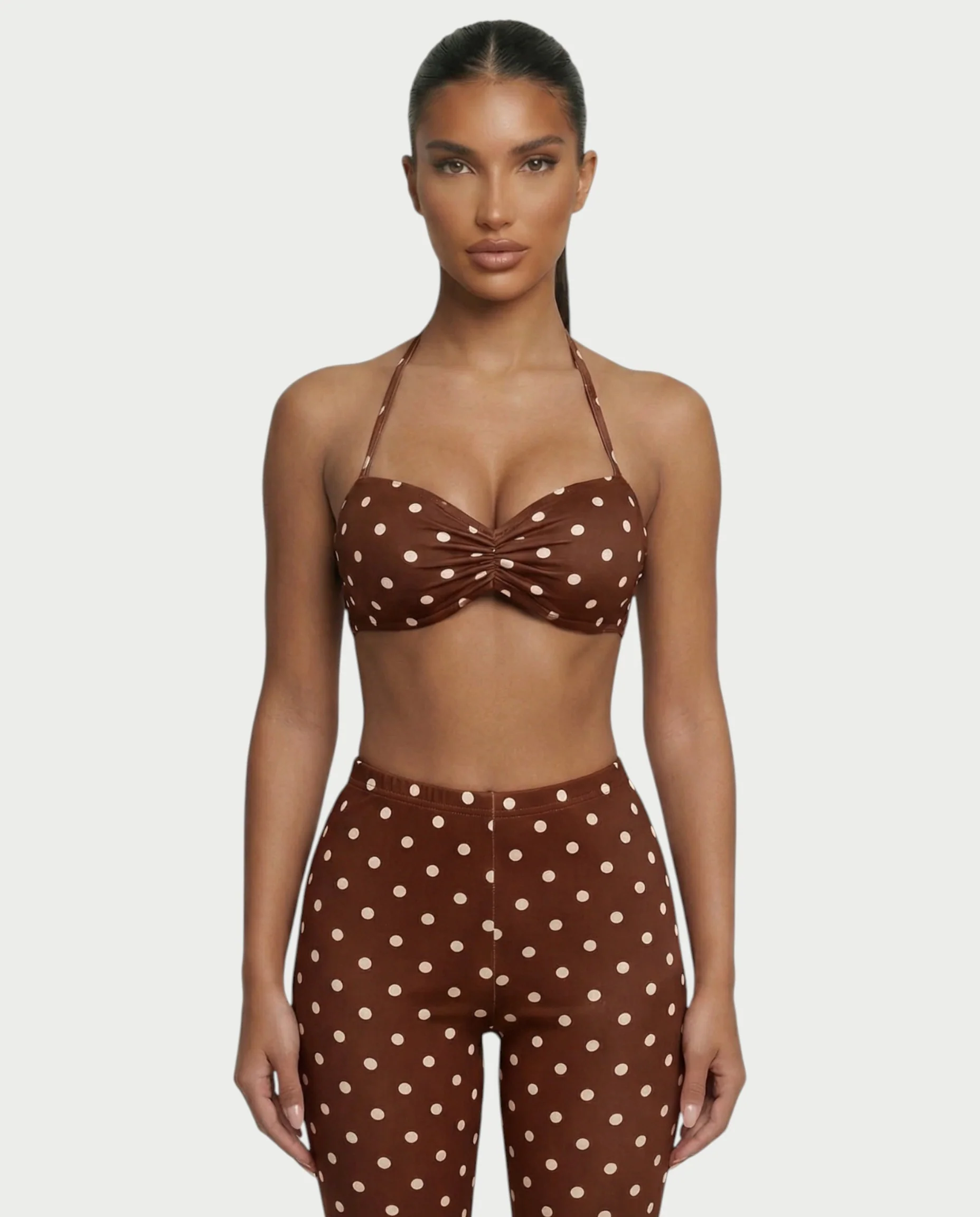 DARYA Polka Dot Bandeau Halter Top & Capri Pants Set - Image 34