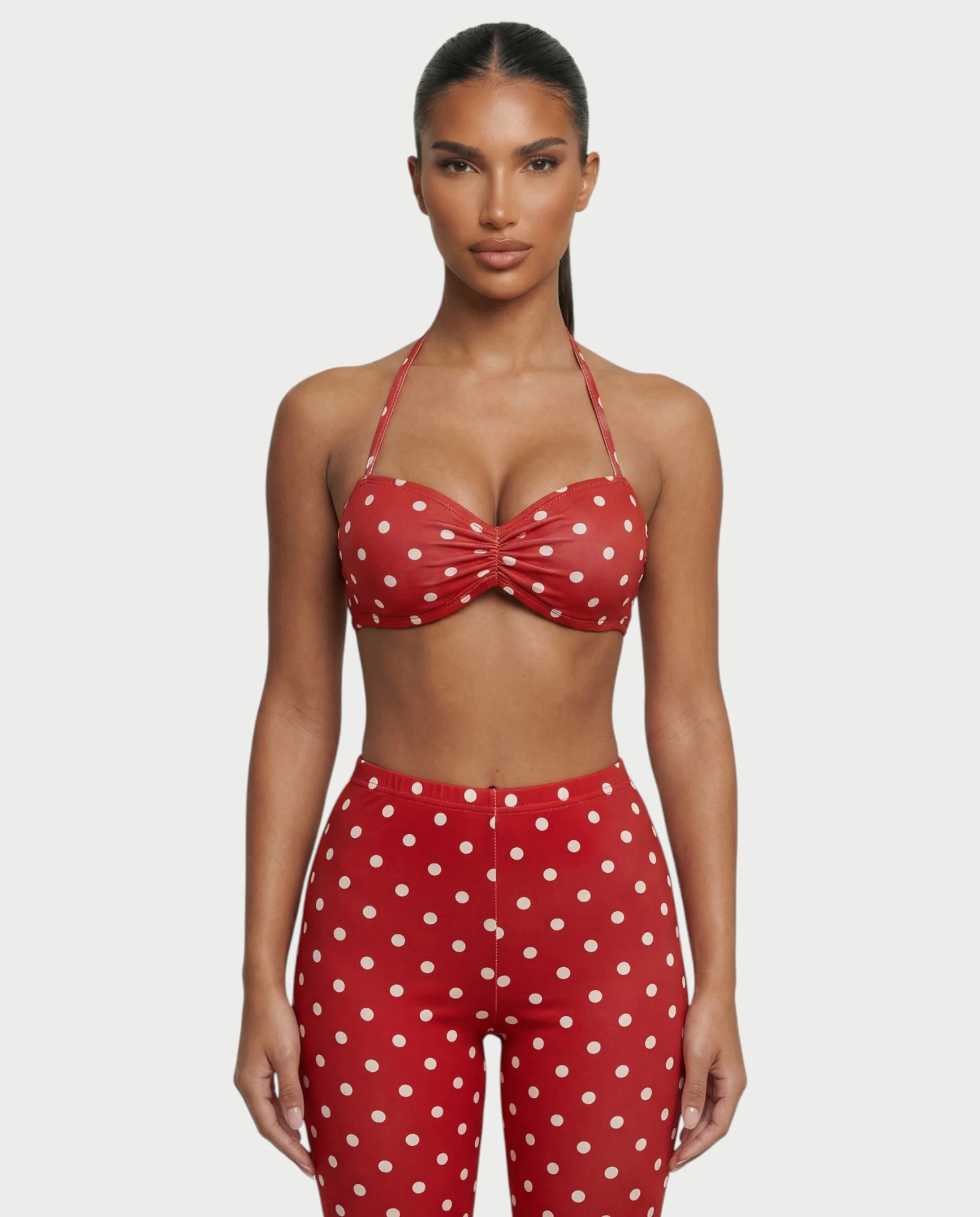 DARYA Polka Dot Bandeau Halter Top & Capri Pants Set - Image 4