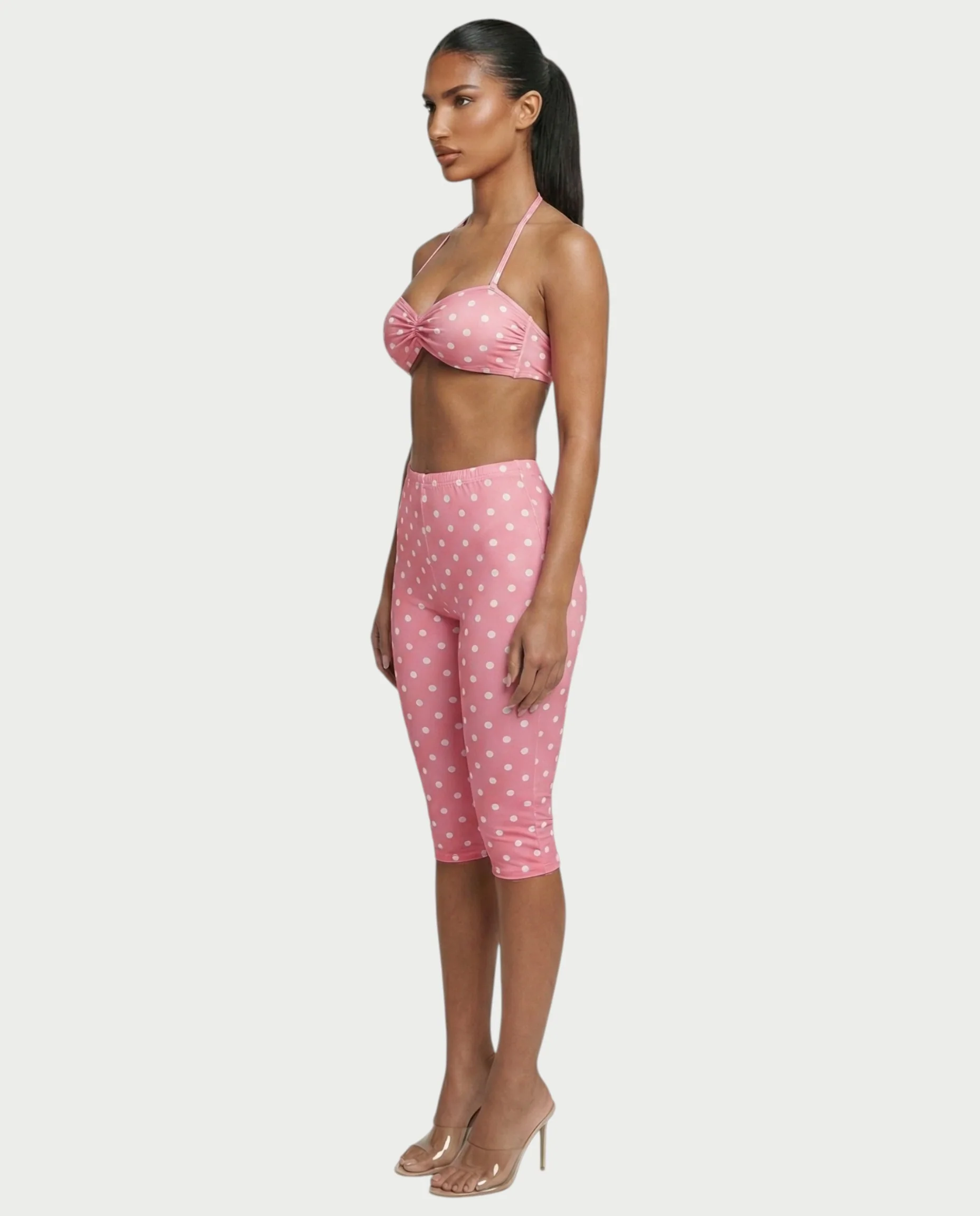 DARYA Polka Dot Bandeau Halter Top & Capri Pants Set - Image 8