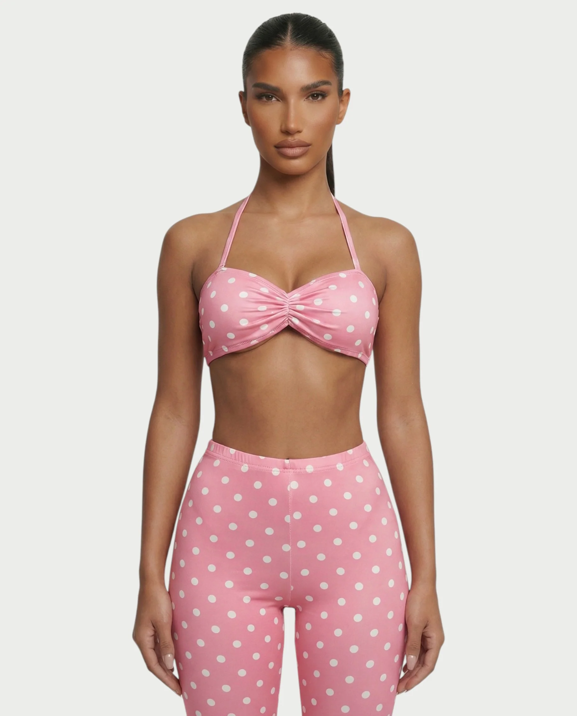 DARYA Polka Dot Bandeau Halter Top & Capri Pants Set - Image 9