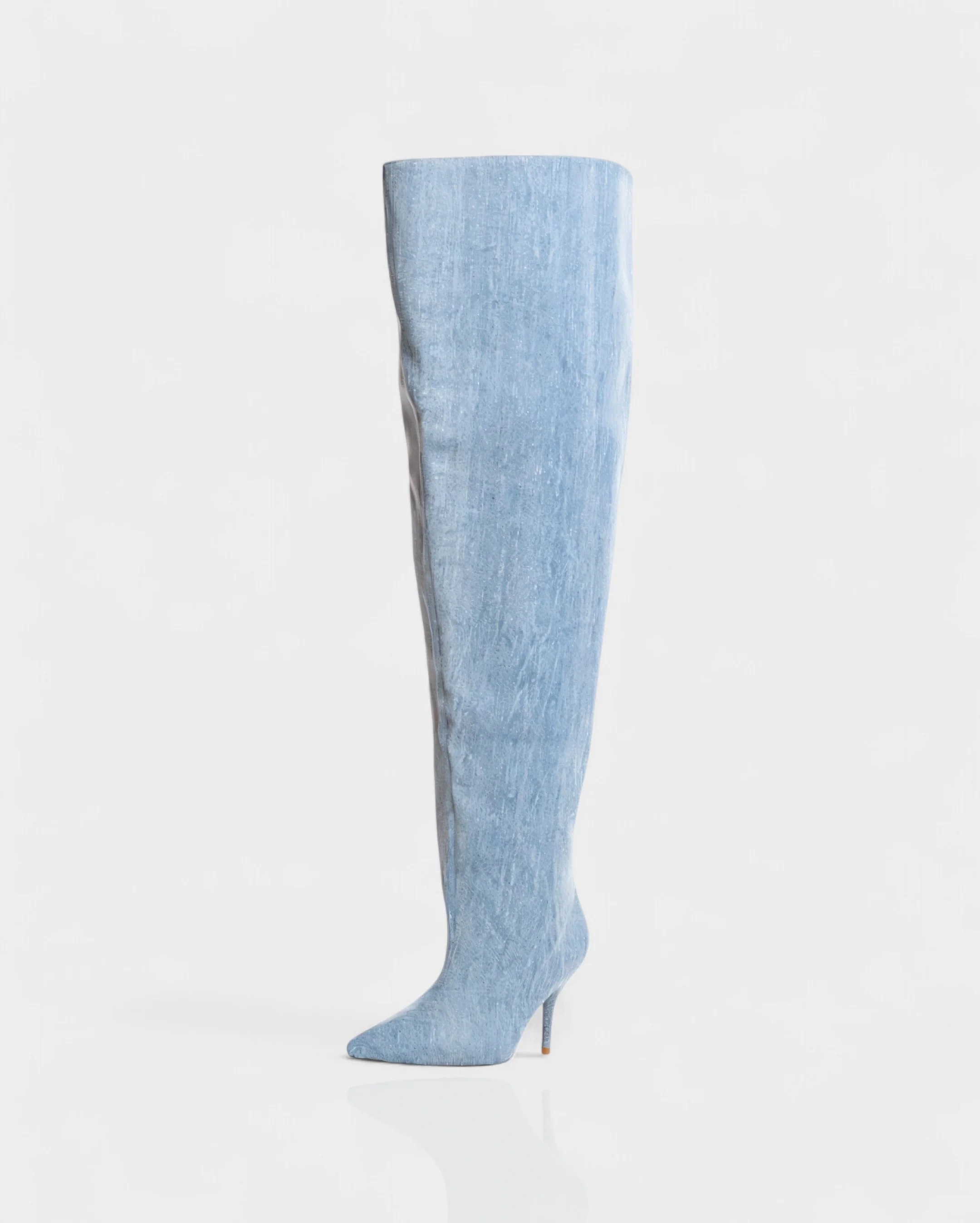 DAVIRA Wide Calf Denim Stiletto Thigh-High Boots - Image 3