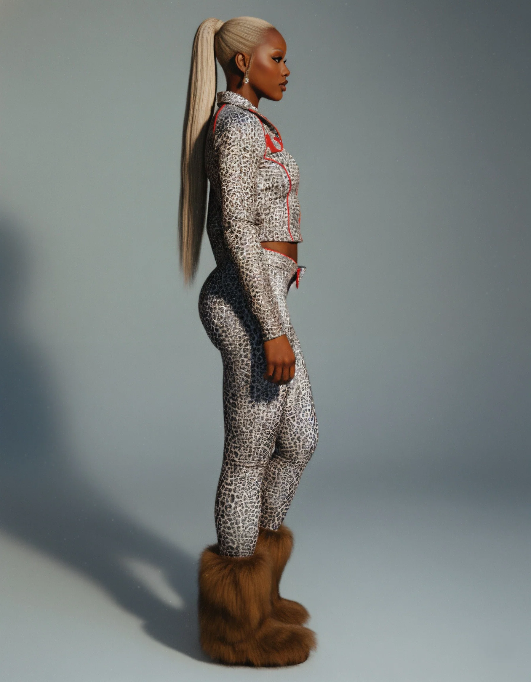 DELYSSA Leopard Cropped Jacket Top & Pants Set - Image 3
