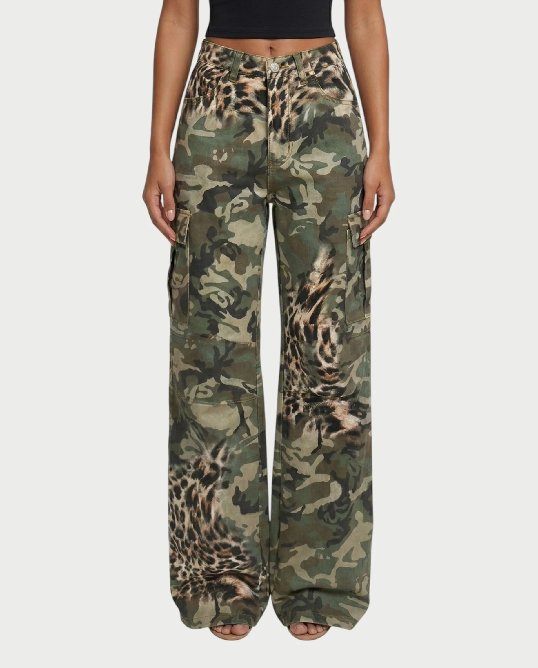 DIONE Camo & Leopard Graphic Cargo Pants - Image 4