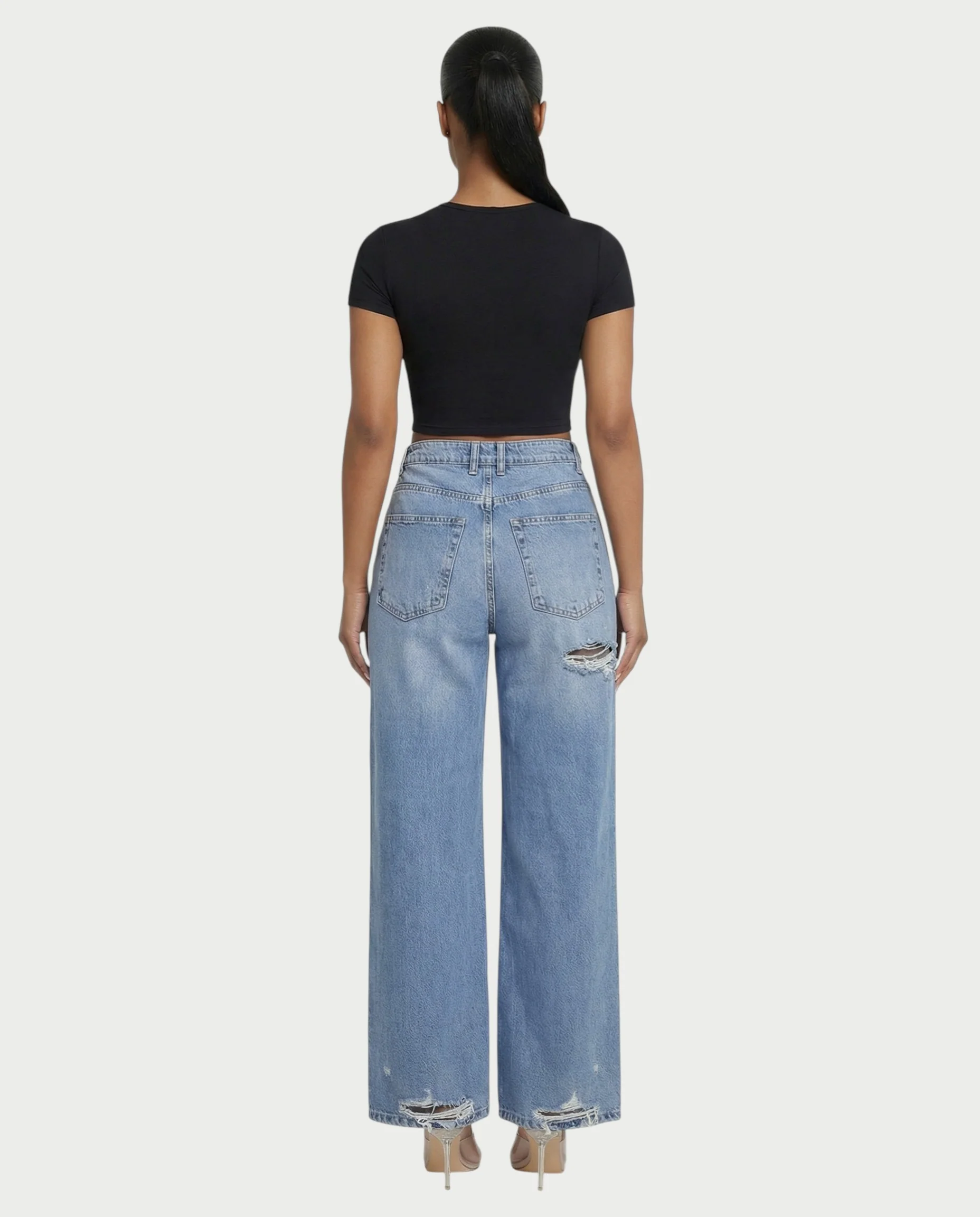 Distressed Wide-Leg Denim Pants - Image 5