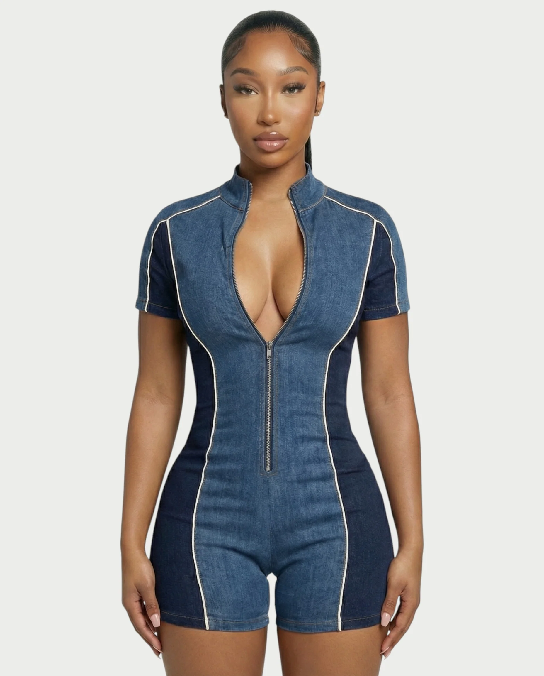 DIXIE Denim Print Romper - Image 10