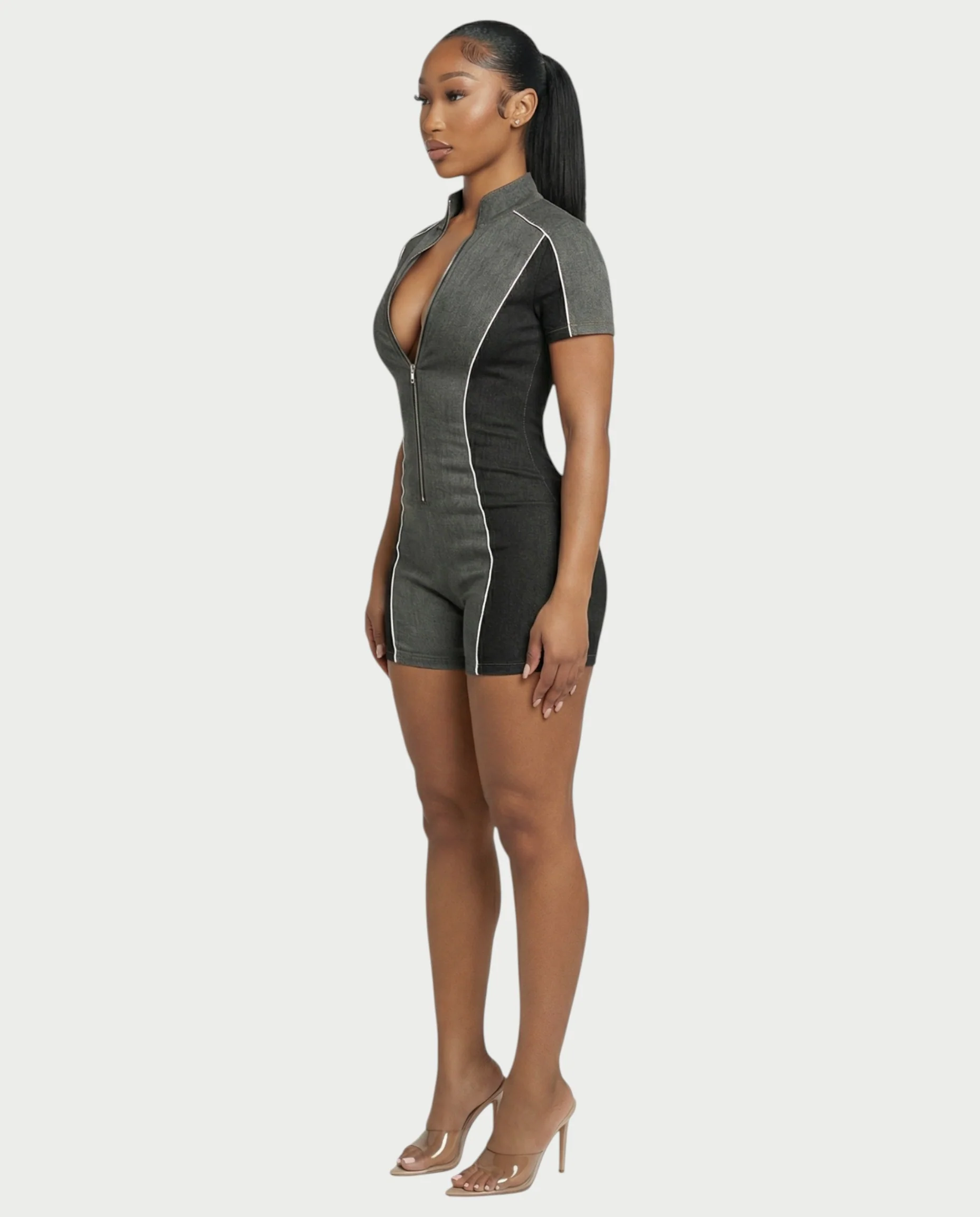 DIXIE Denim Print Romper - Image 3