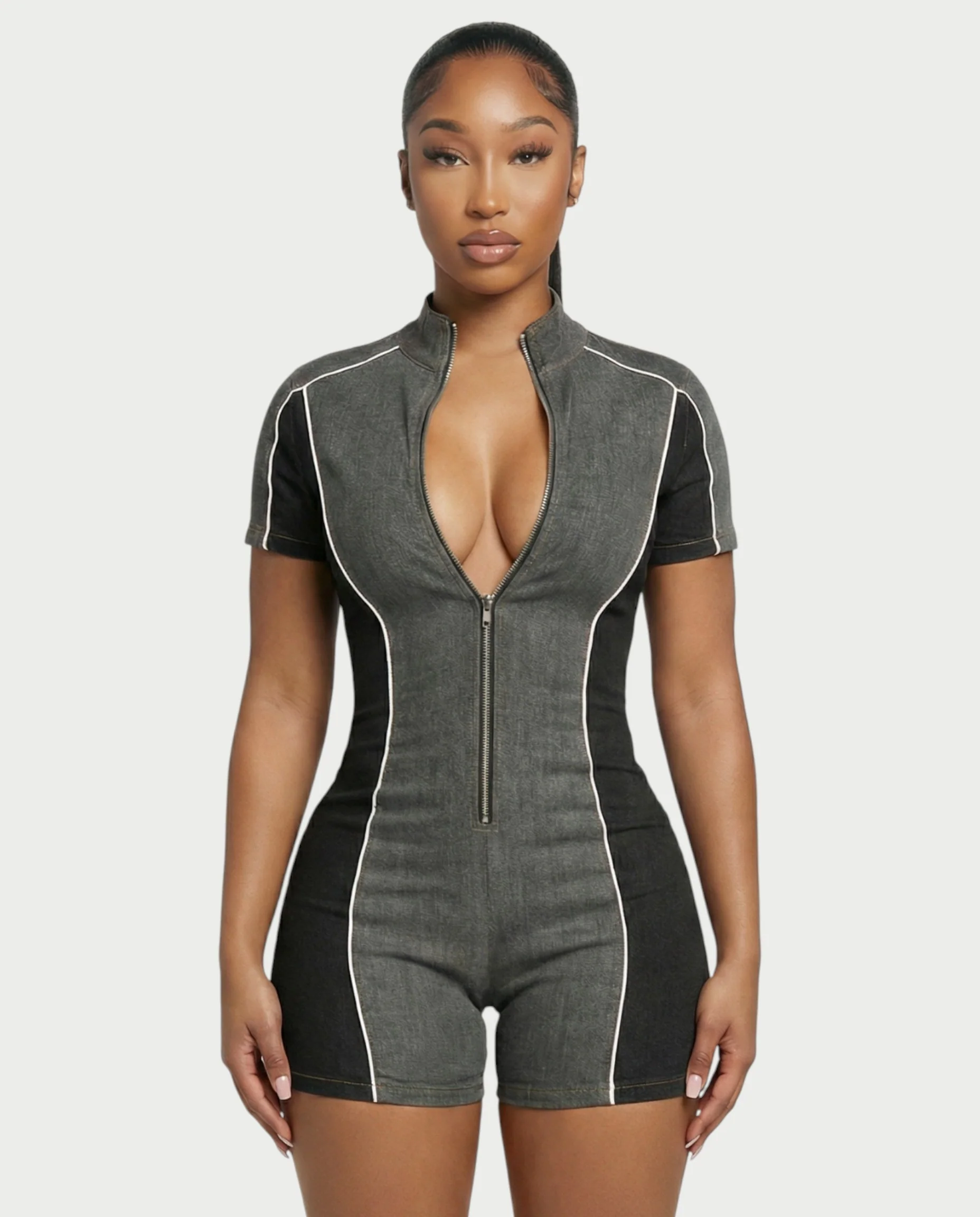 DIXIE Denim Print Romper - Image 4