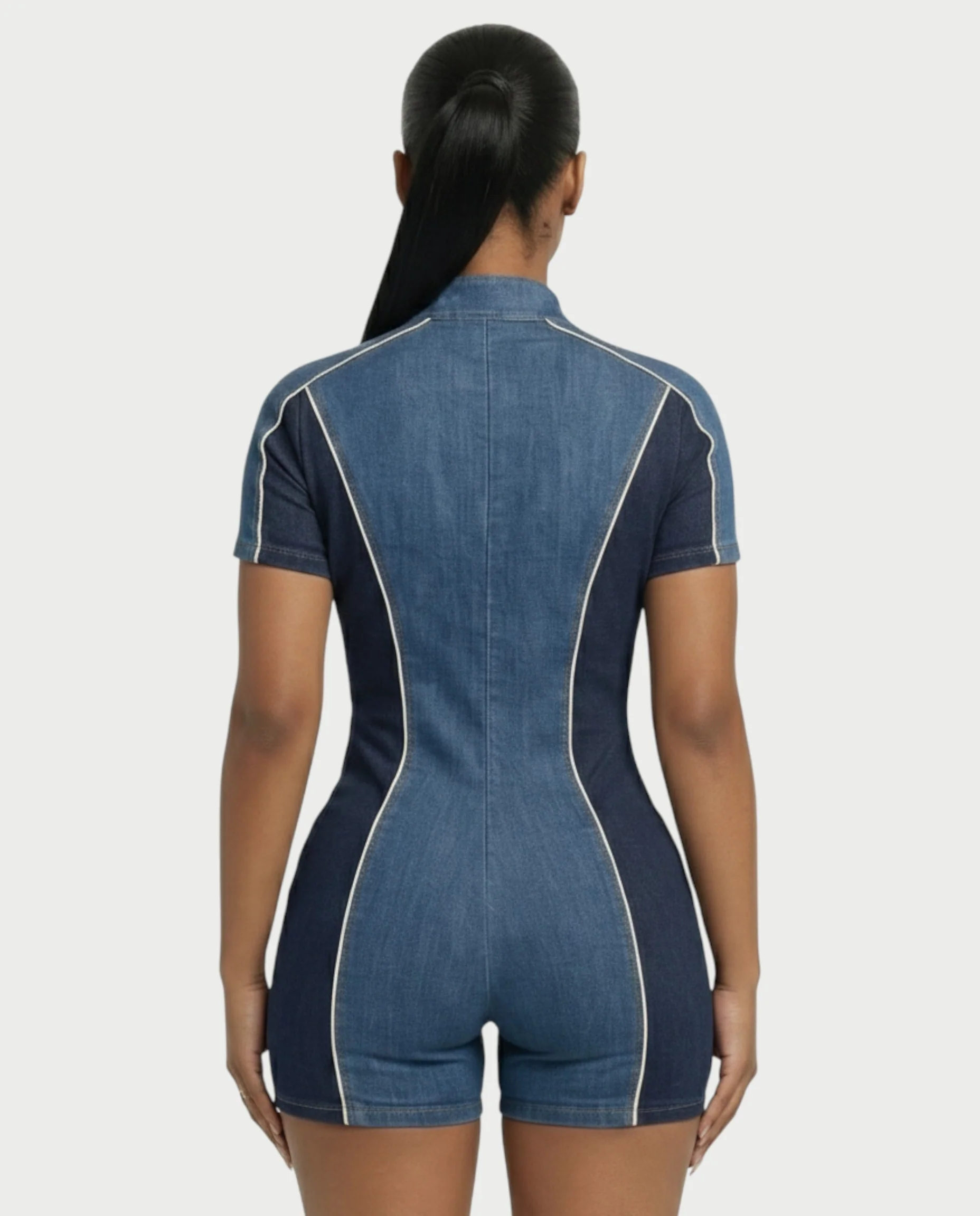 DIXIE Denim Print Romper - Image 9