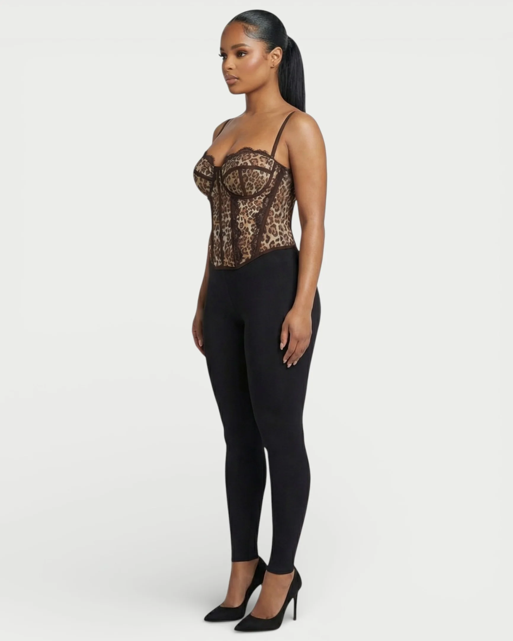 DRISELLE Lace Trim Leopard Corset Top - Image 3