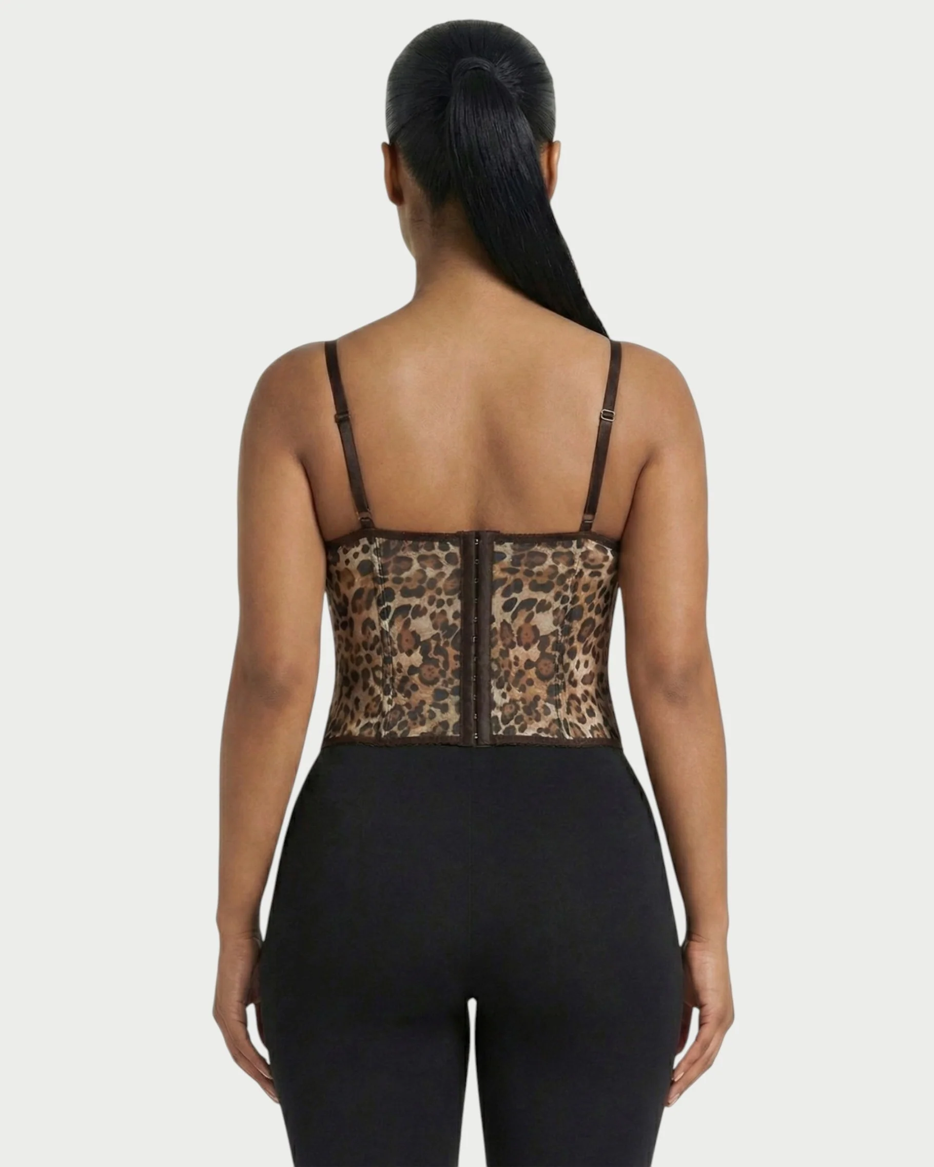 DRISELLE Lace Trim Leopard Corset Top - Image 5
