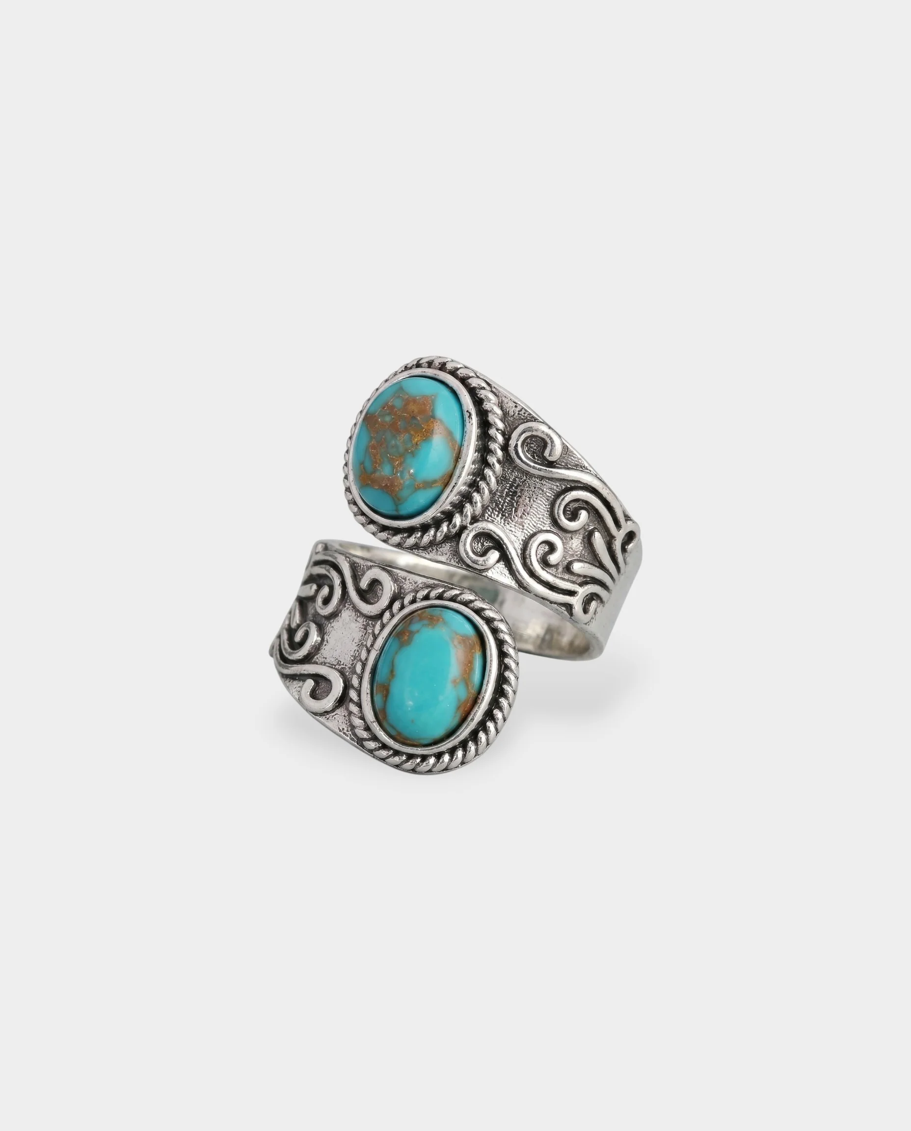 Dual Turquoise Stone Wrap Ring - Image 2