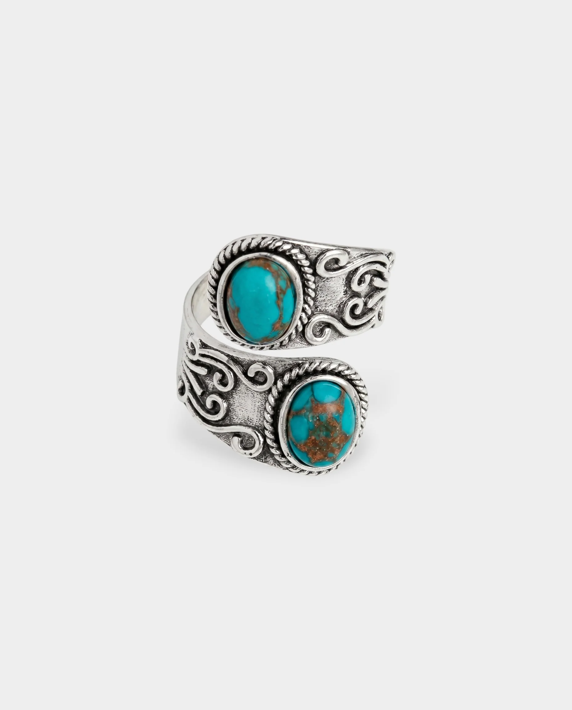 Dual Turquoise Stone Wrap Ring - Image 3