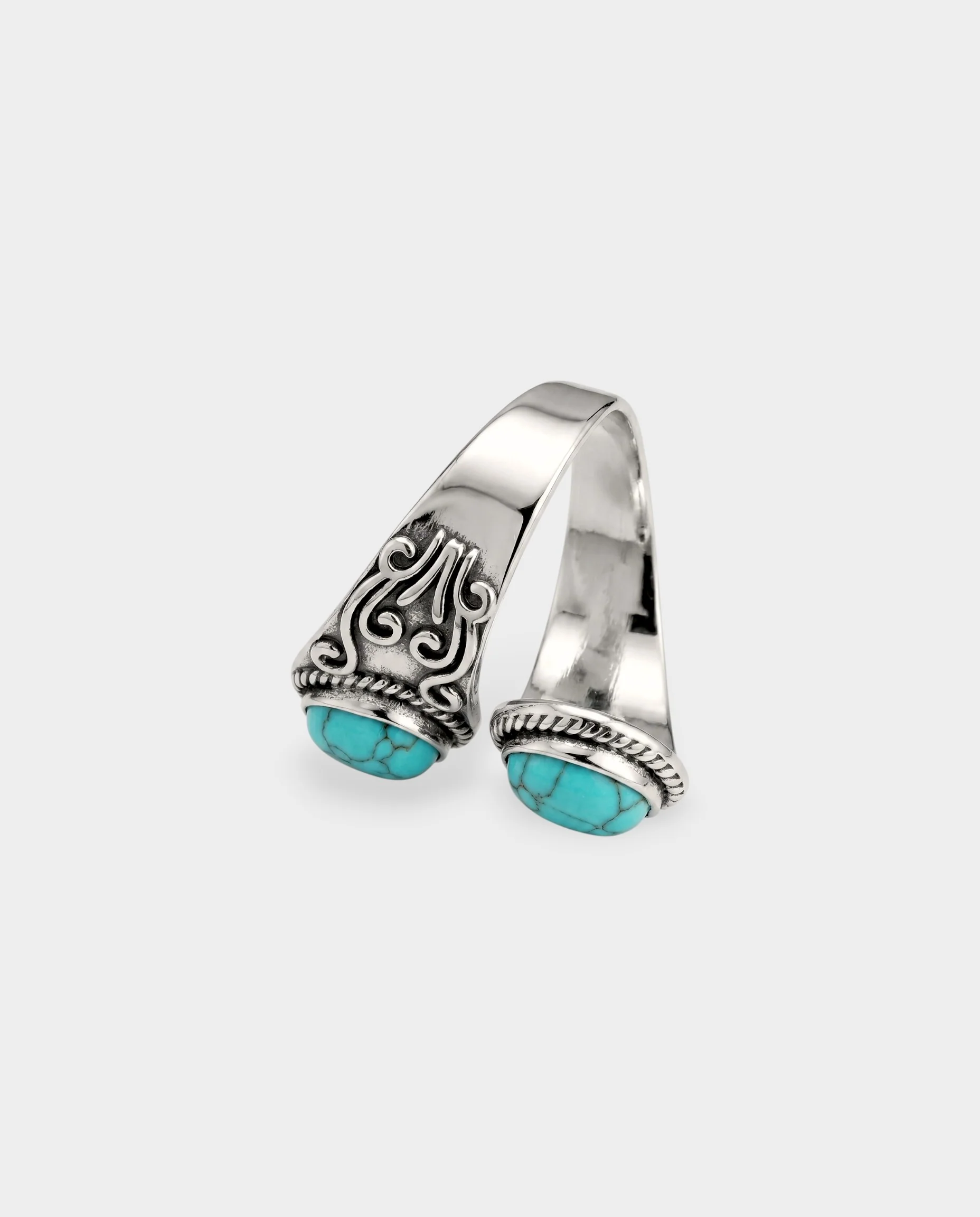 Dual Turquoise Stone Wrap Ring - Image 4