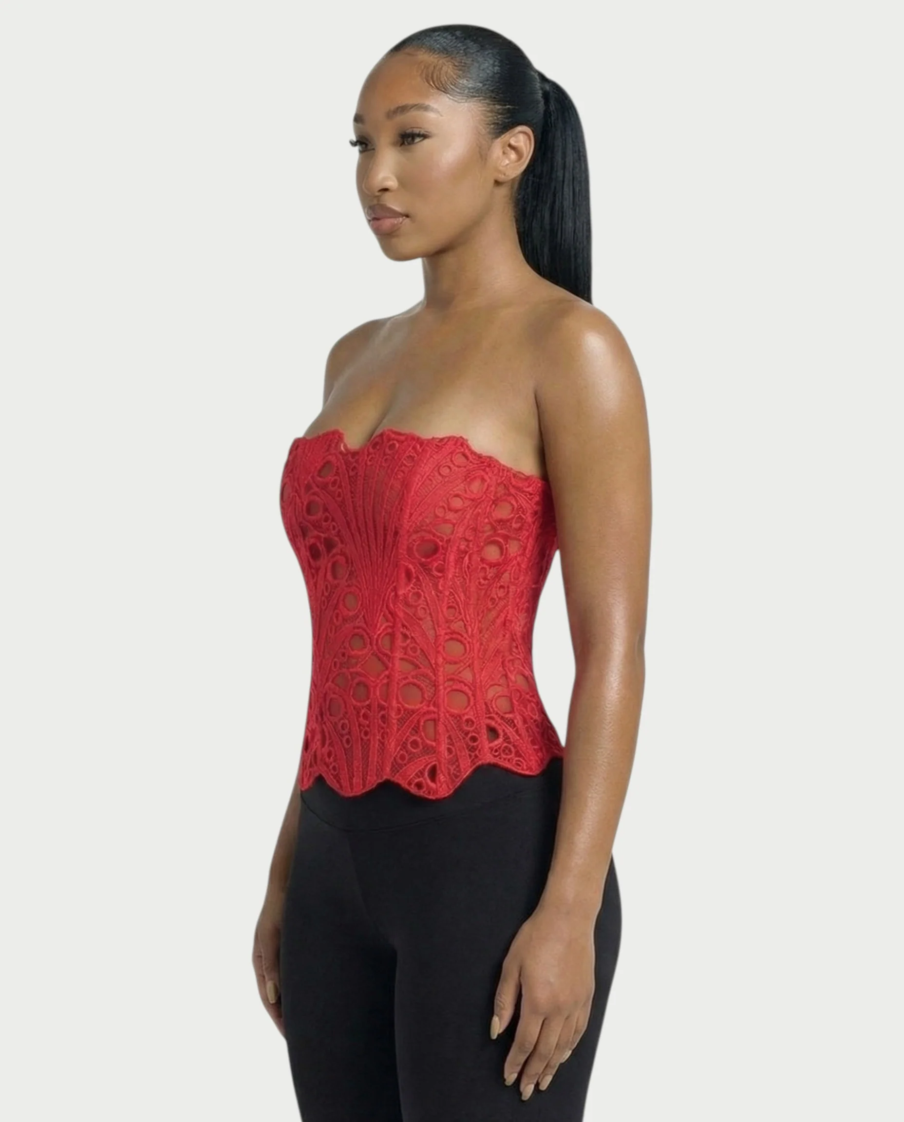 EBONY Guipure Lace Strapless Corset Top - Image 11