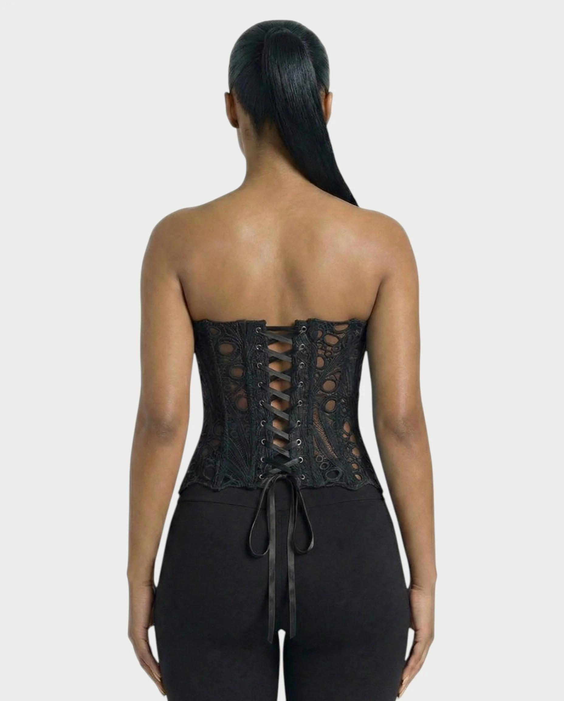 EBONY Guipure Lace Strapless Corset Top - Image 15