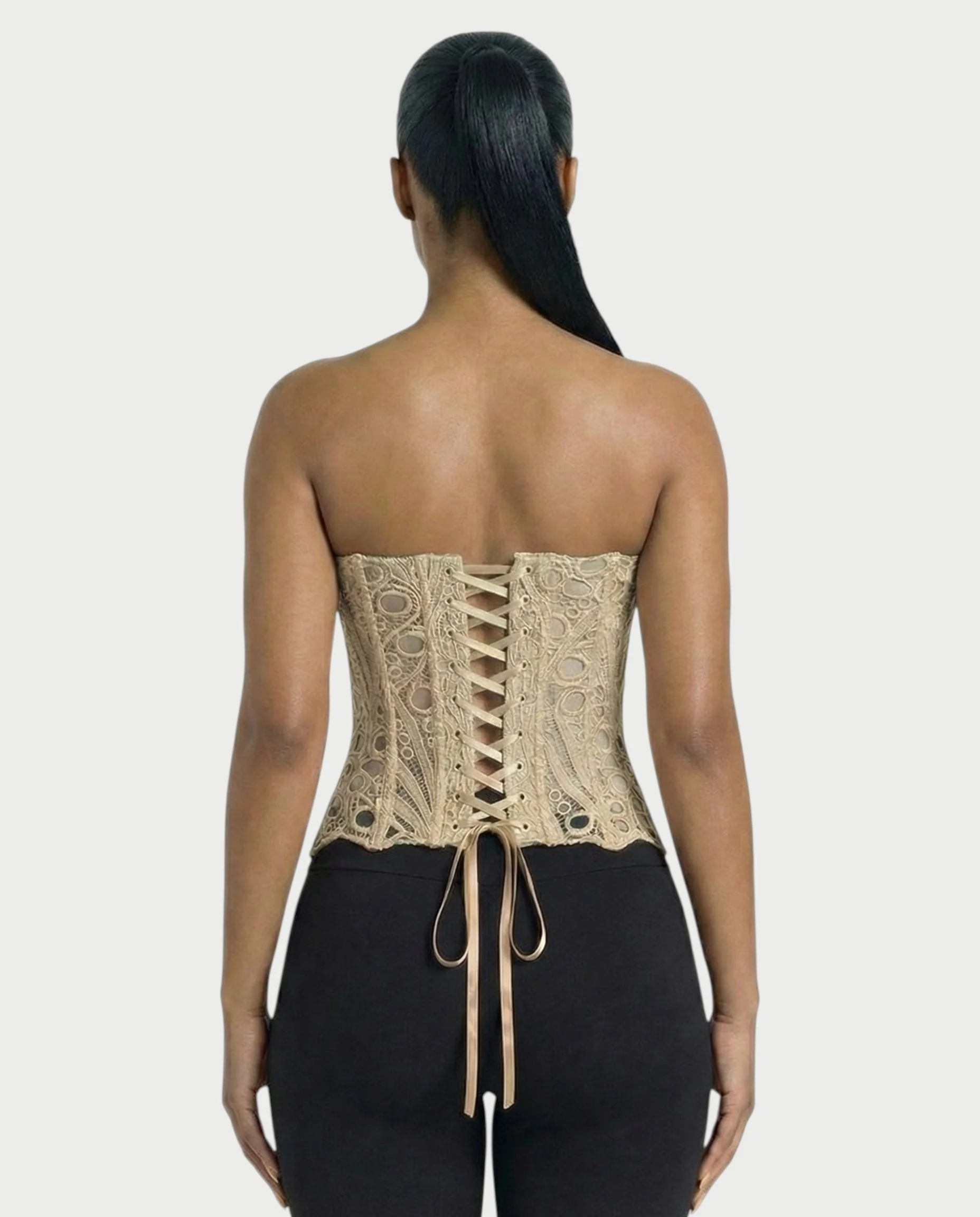 EBONY Guipure Lace Strapless Corset Top - Image 30